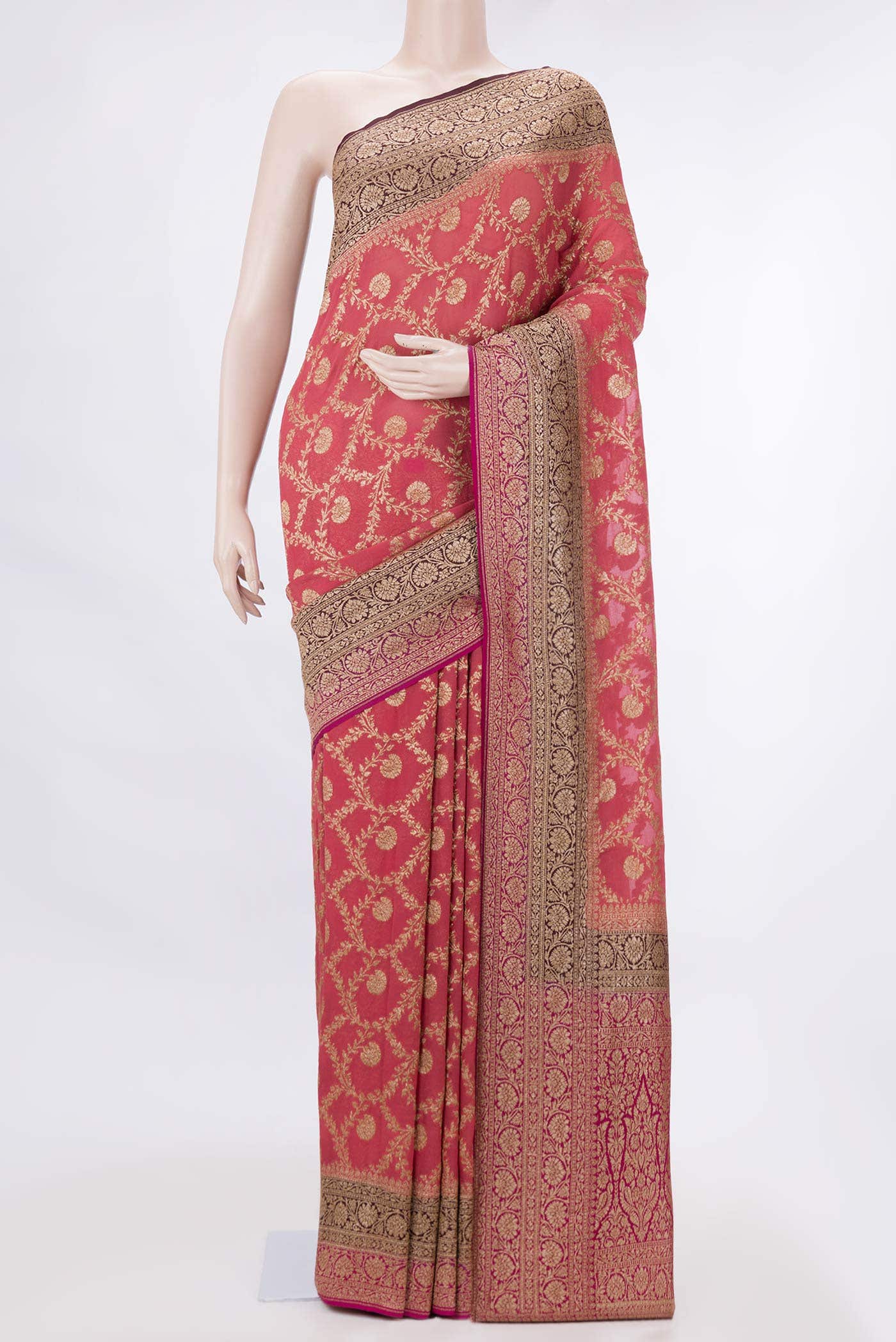 Pink Dual Tone Banarasi Georgette Saree