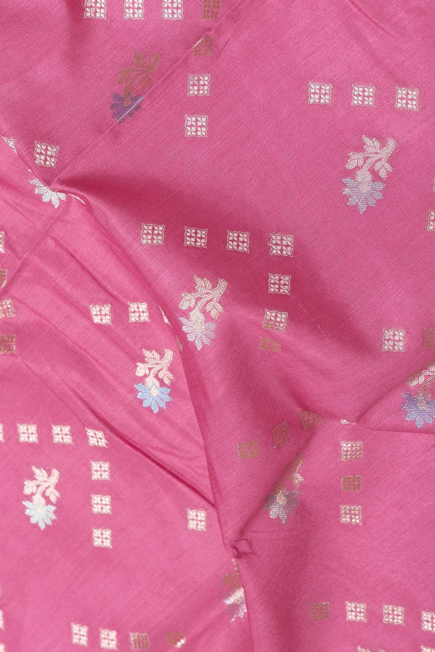 Pink Dual Tone Tussar Silk Saree