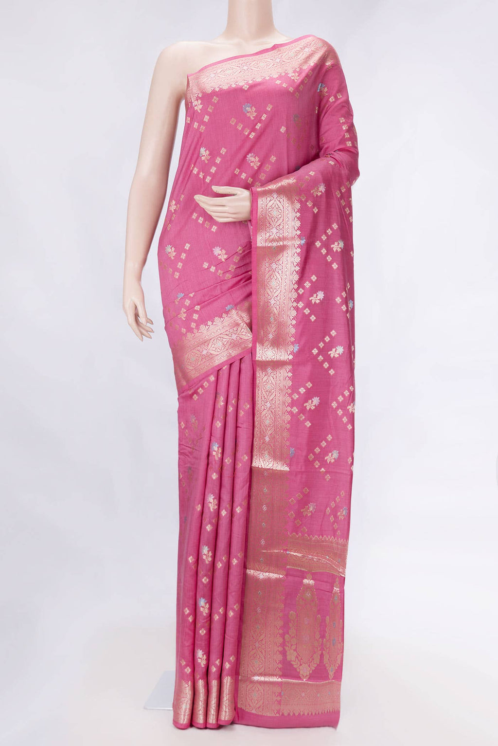 Pink Dual Tone Tussar Silk Saree