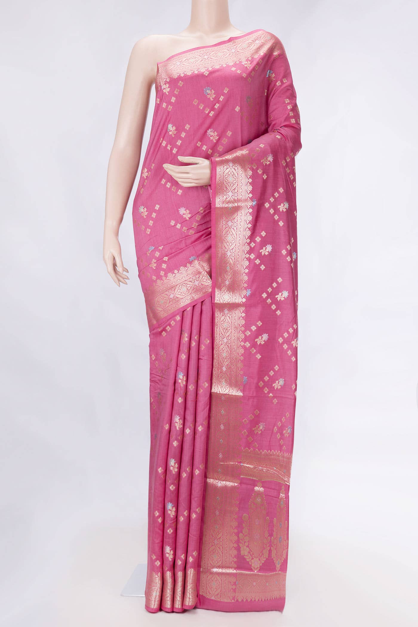Pink Dual Tone Tussar Silk Saree