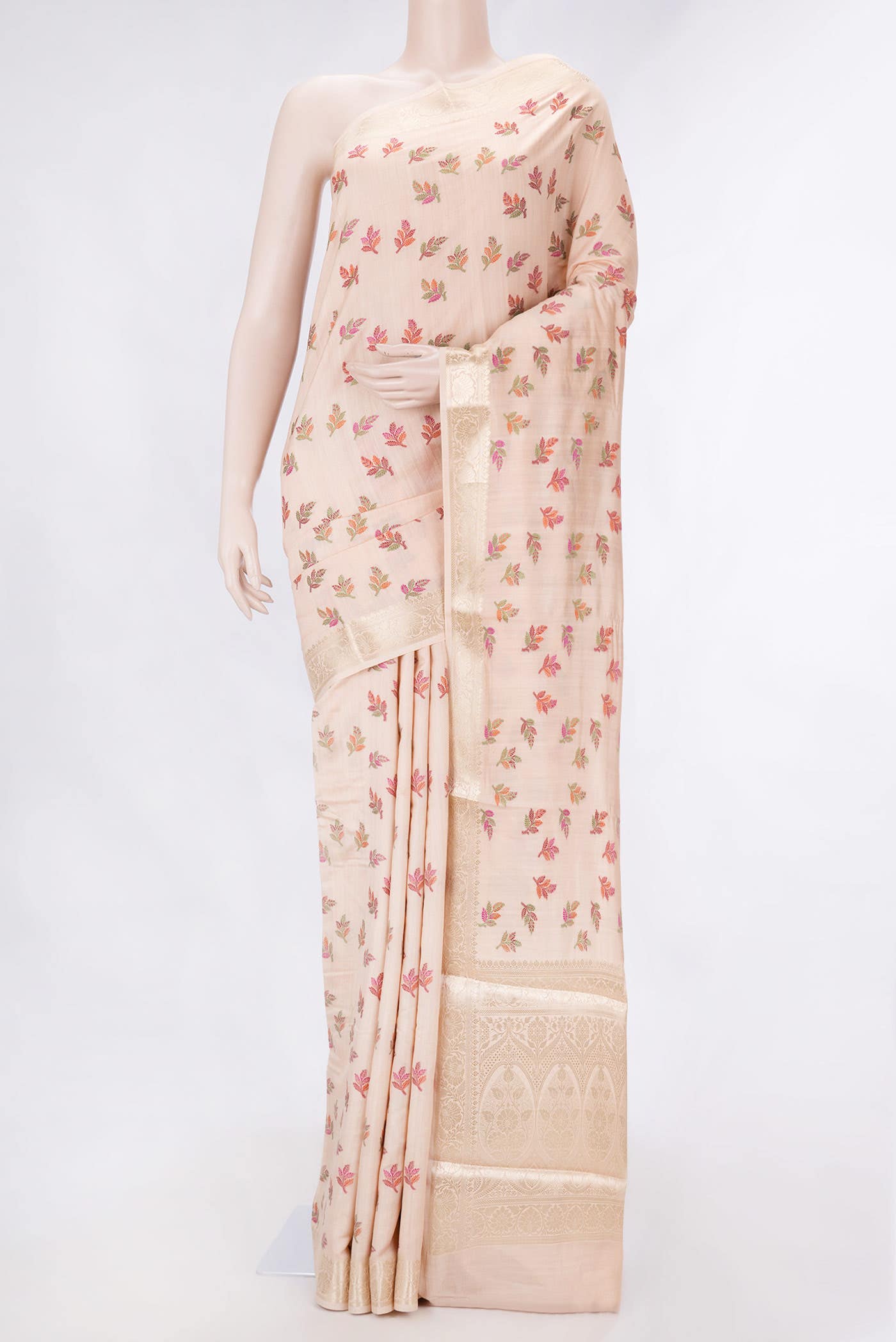 Golden Peach Dual Tone Tussar Silk Saree