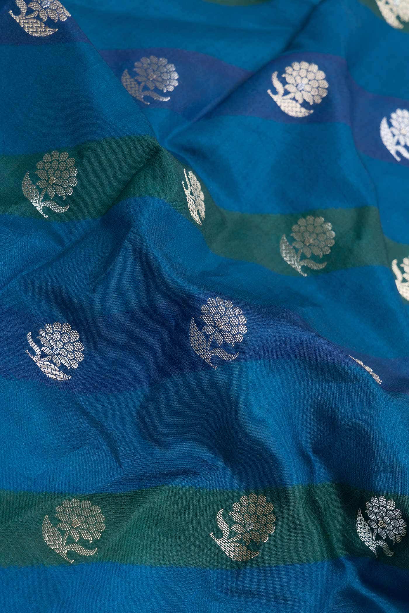 Peacock Blue Dual Tone Soft Silk Saree