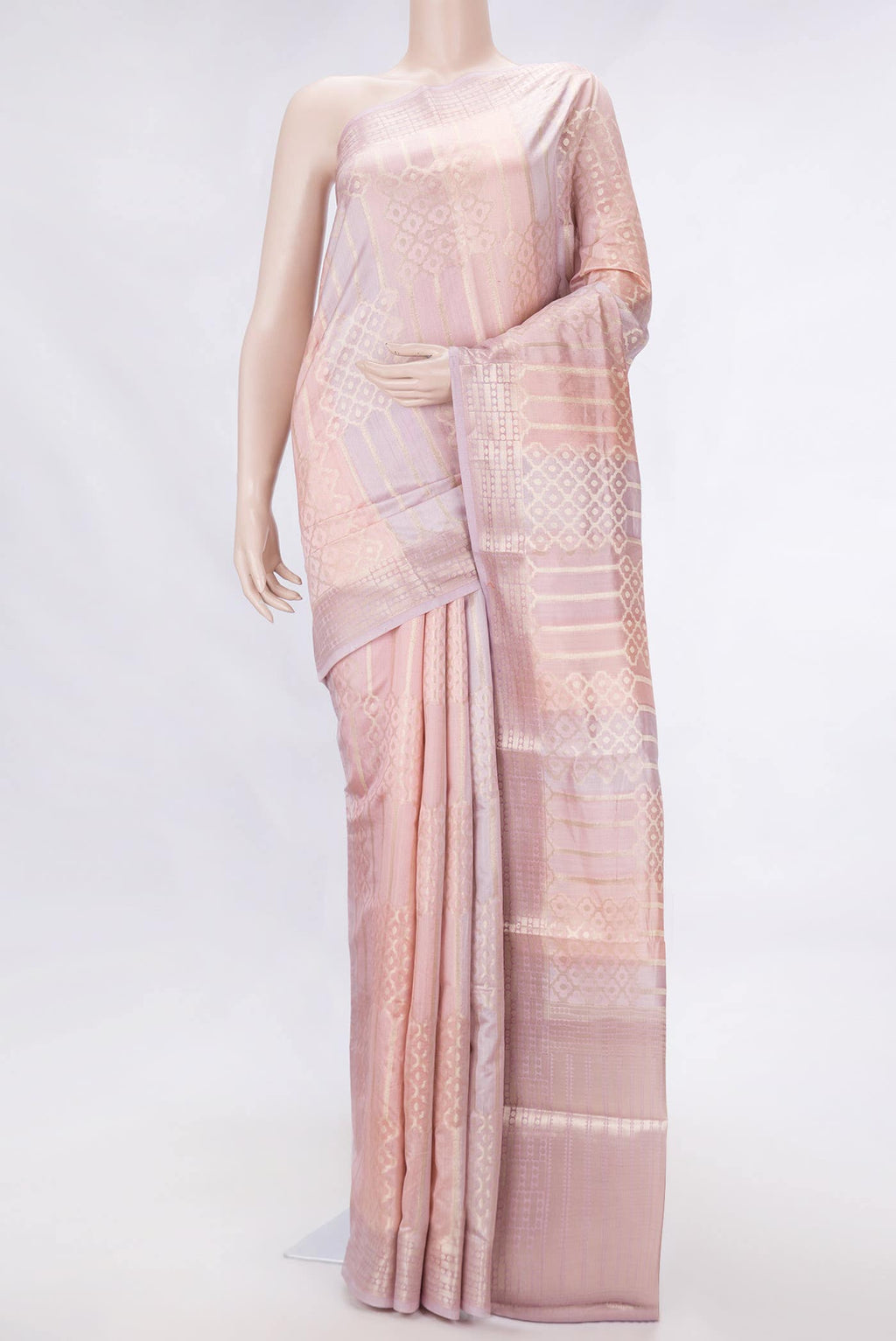Peach and Lavender Dual Tone Tussar Silk Saree