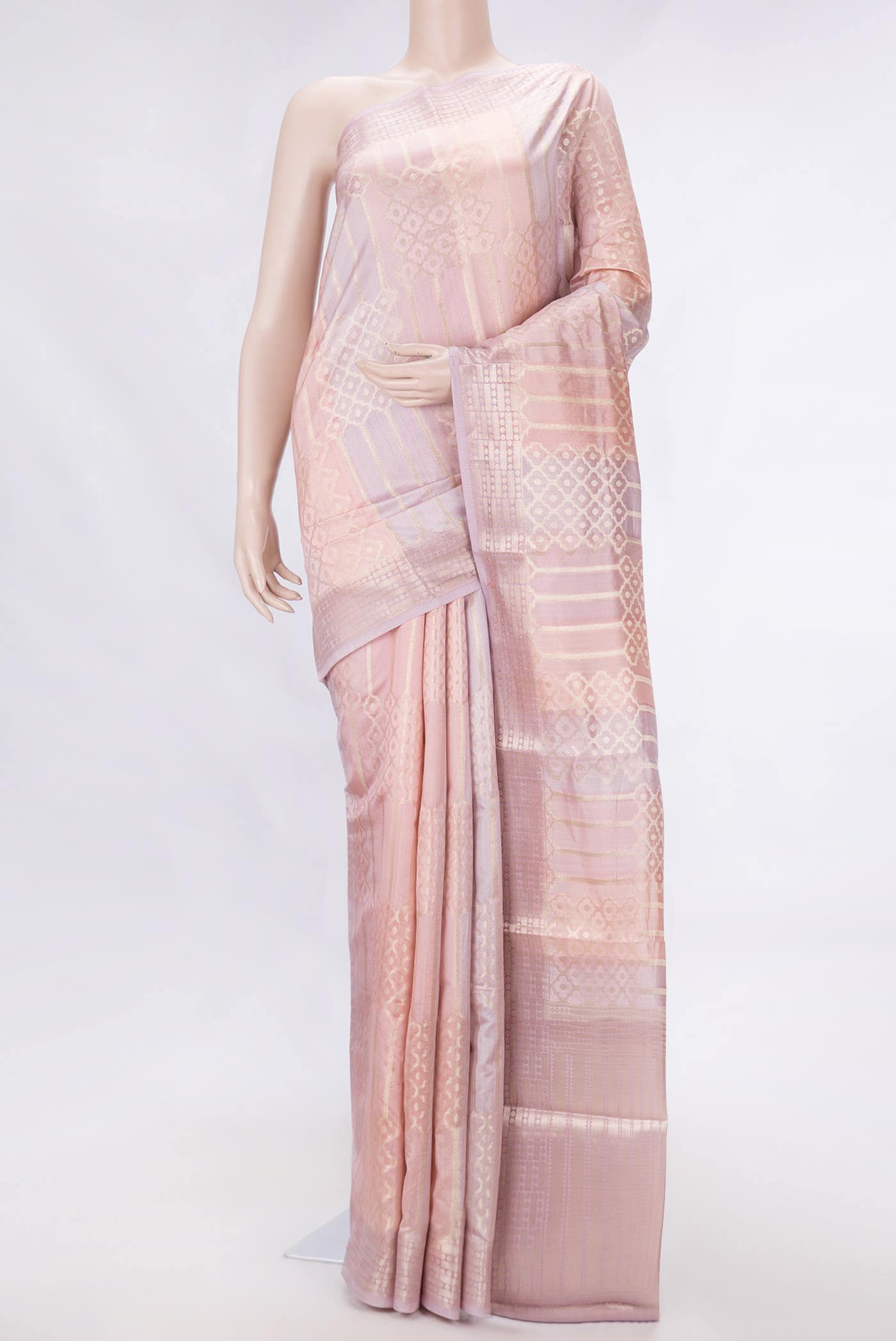 Peach and Lavender Dual Tone Tussar Silk Saree