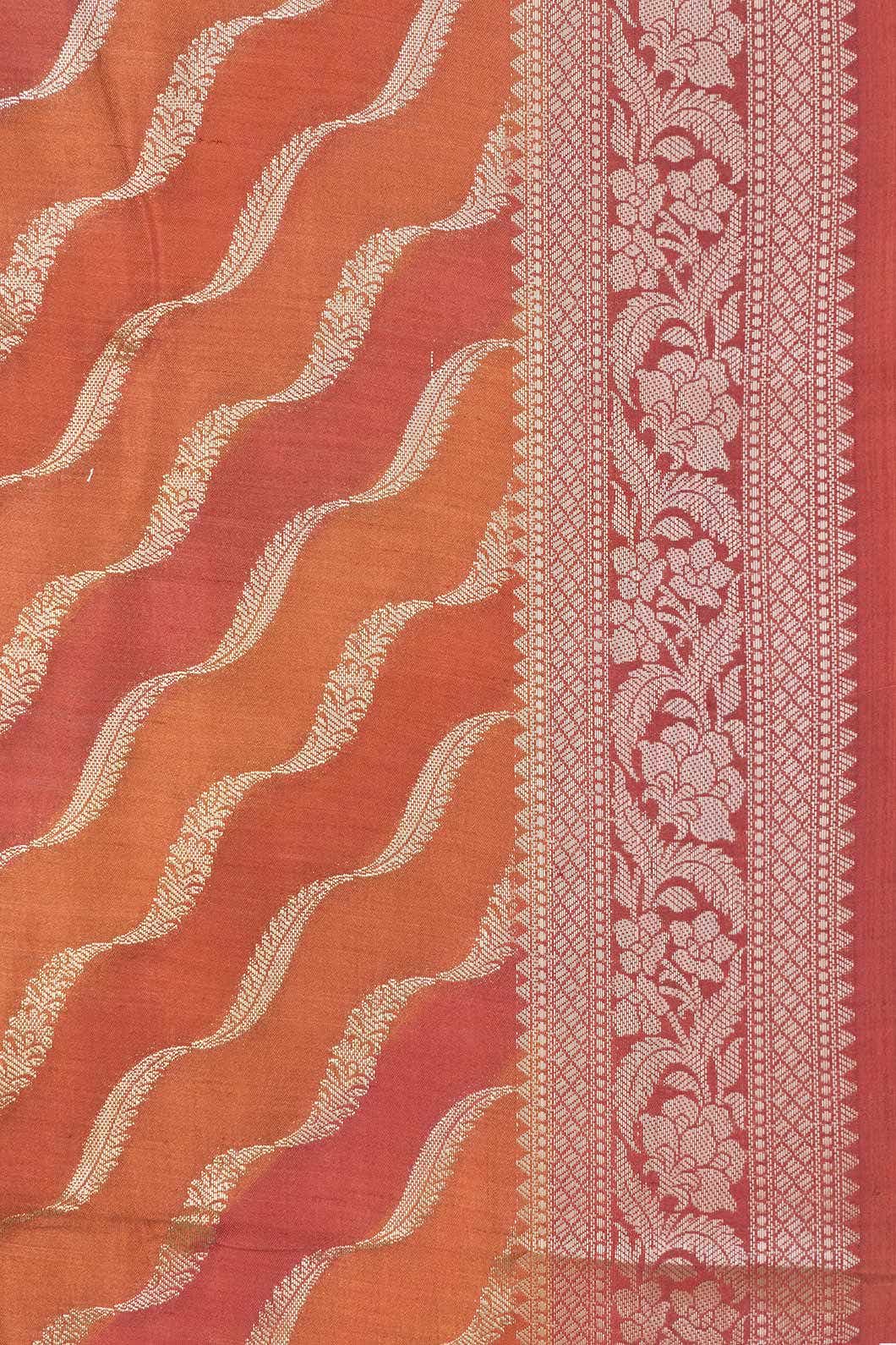 Brick Orange Dual Tone Tussar Silk Saree