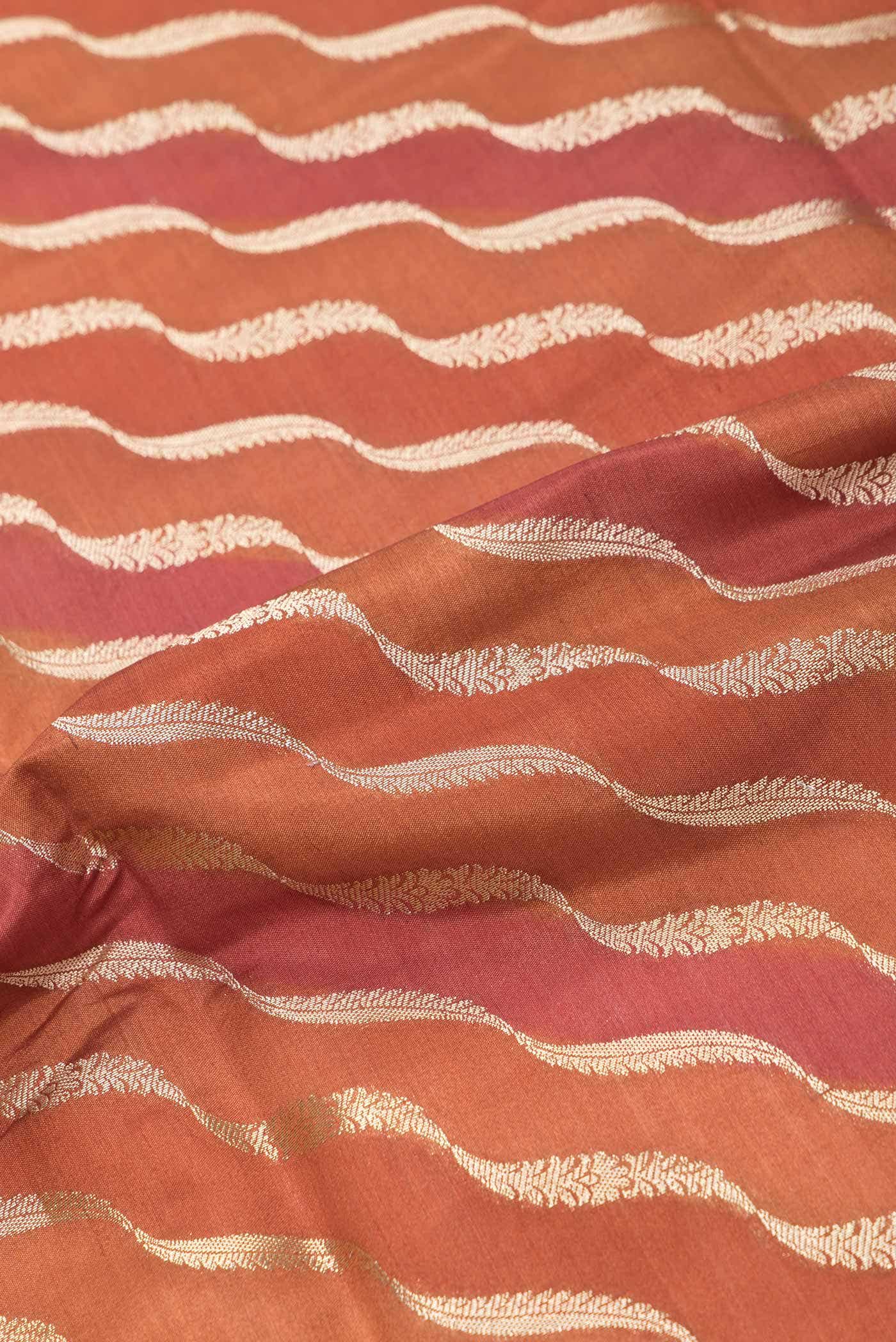 Brick Orange Dual Tone Tussar Silk Saree