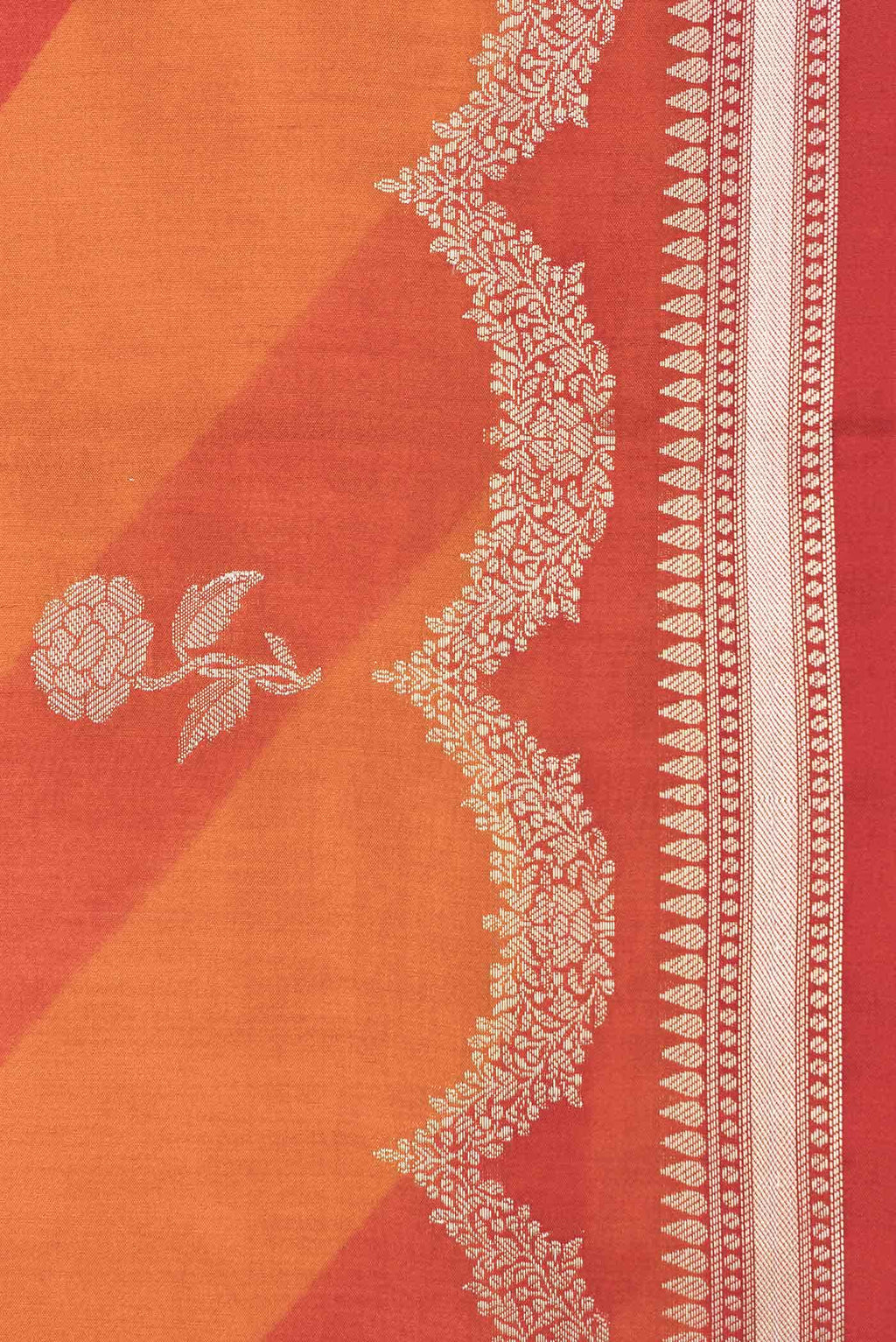 Orange Dual Tone Tussar Silk Saree