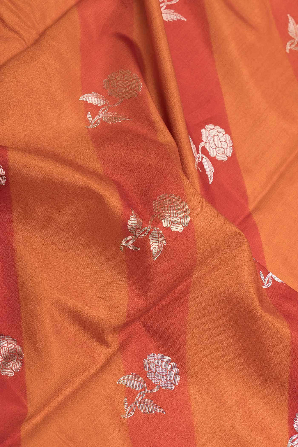 Orange Dual Tone Tussar Silk Saree