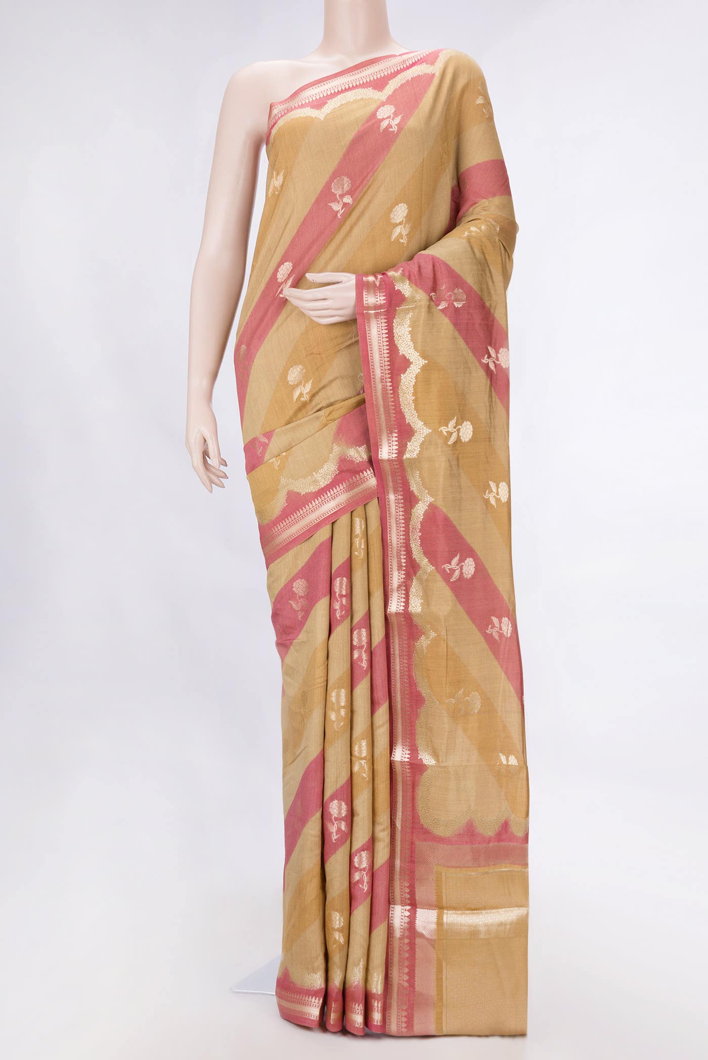 Caramel Dual Tone Tussar Silk Saree
