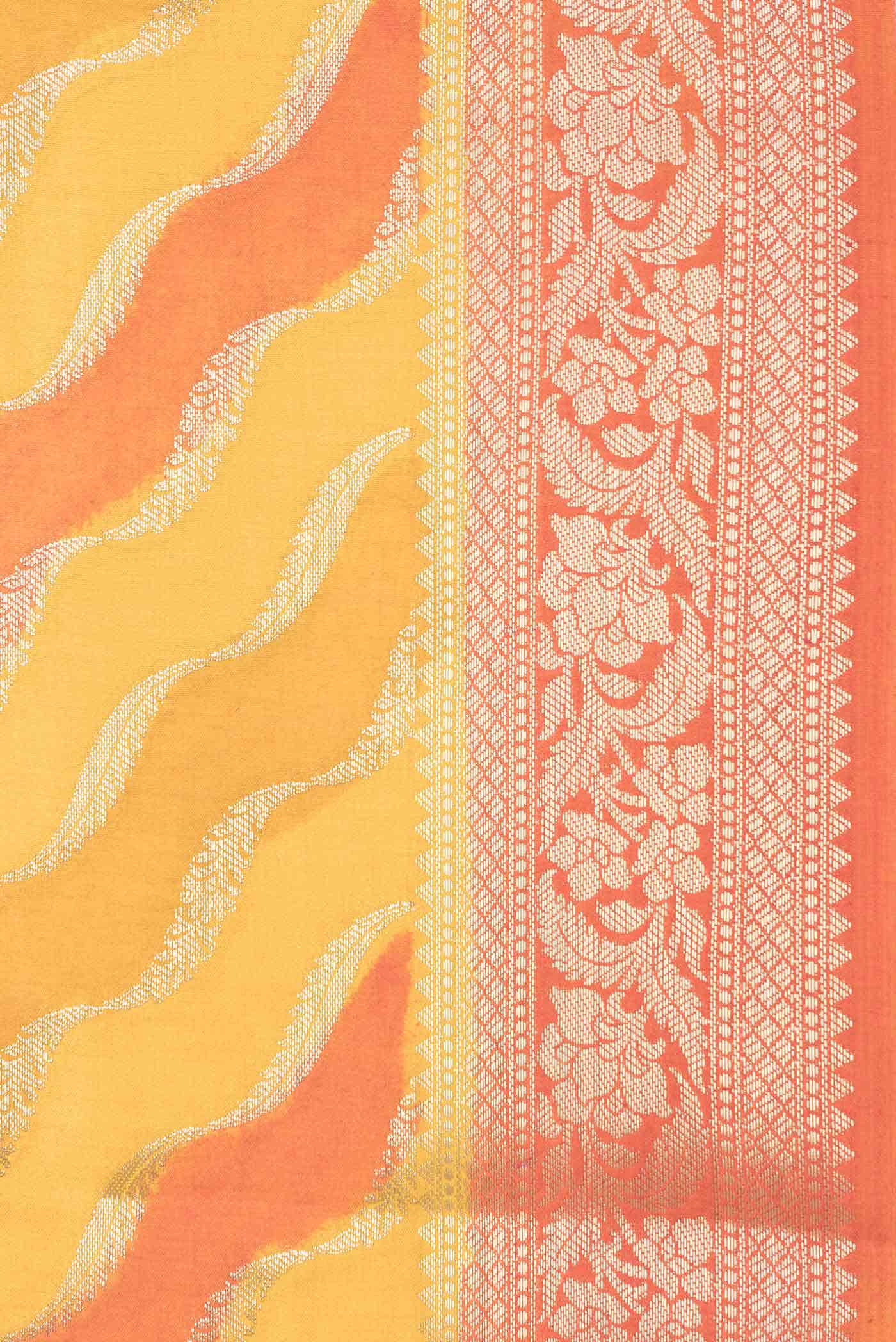 Orange and Mustard Dual Tone Tussar Silk Saree