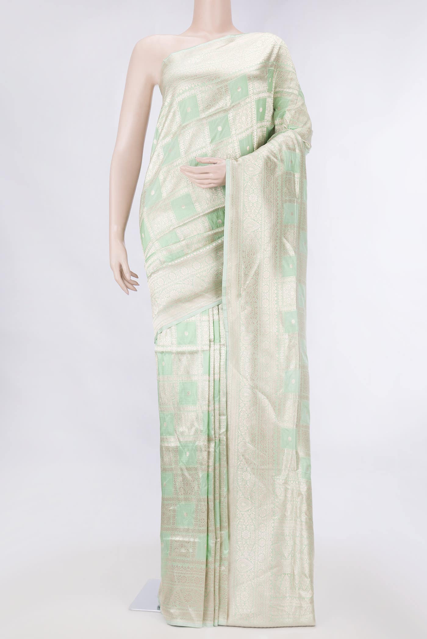 Light Green Dual Tone Banarasi Silk Saree