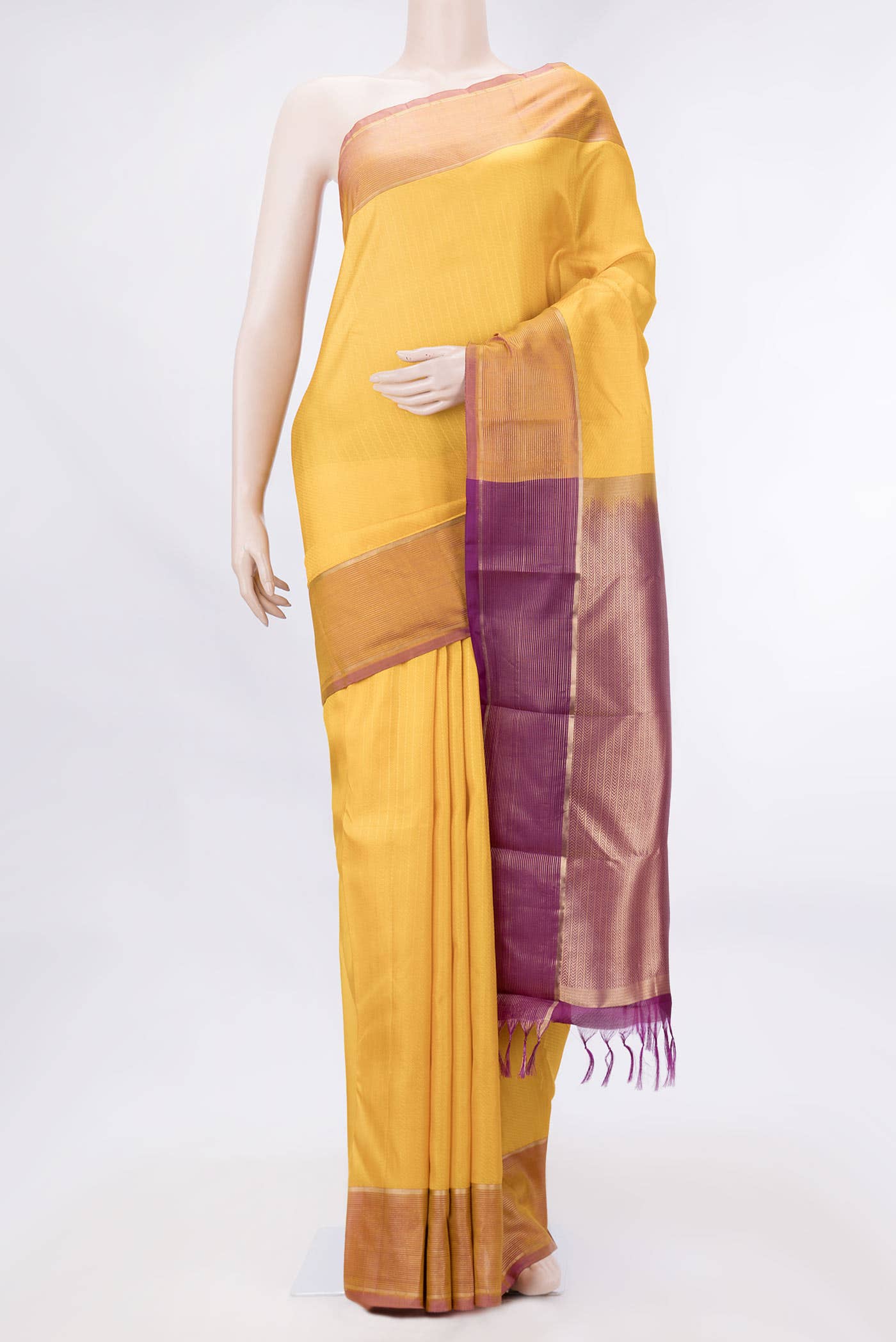 Yellow Dual Tone Kanchipuram Silk Saree