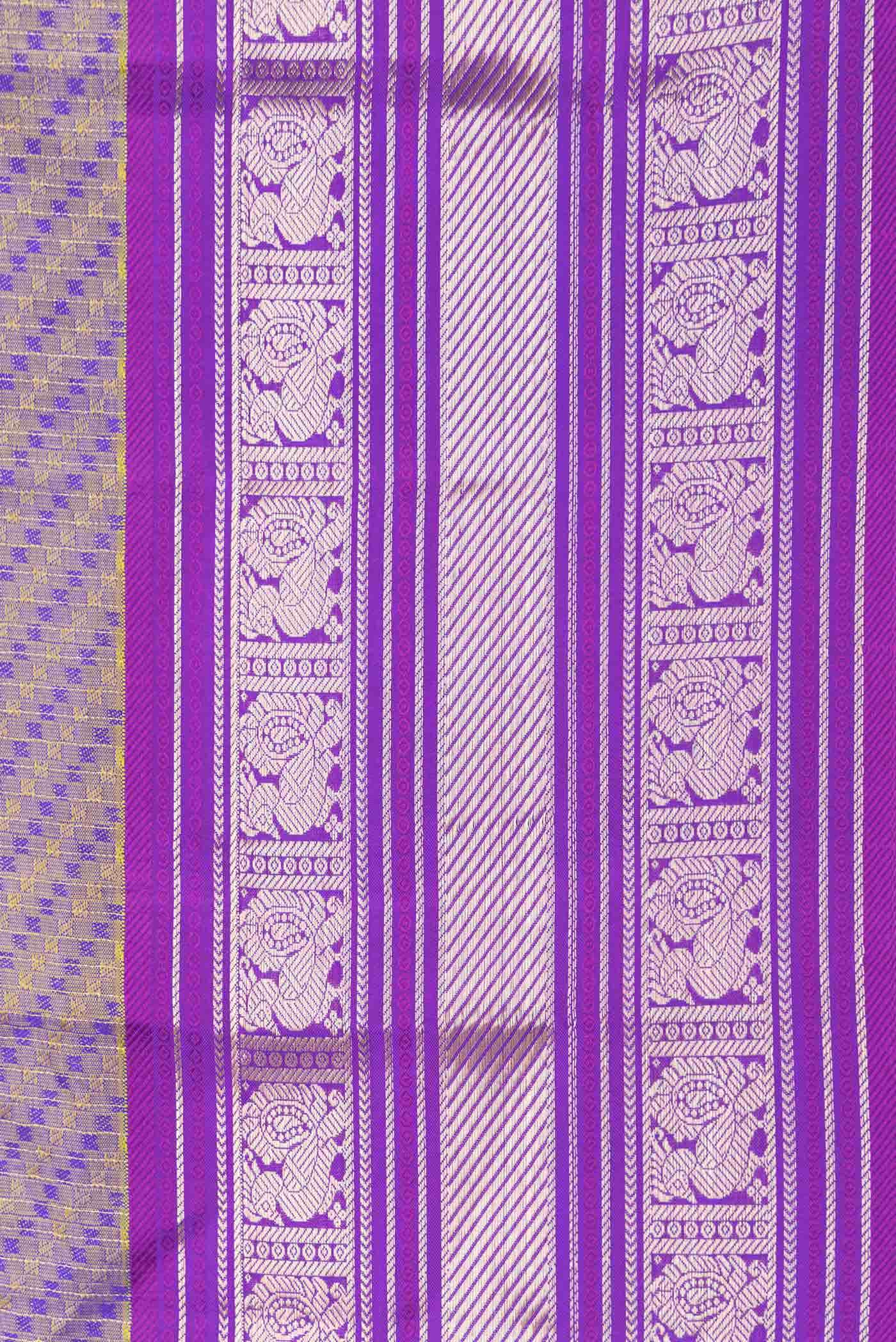 Blue Grey Dual Tone Kanchipuram Silk Saree