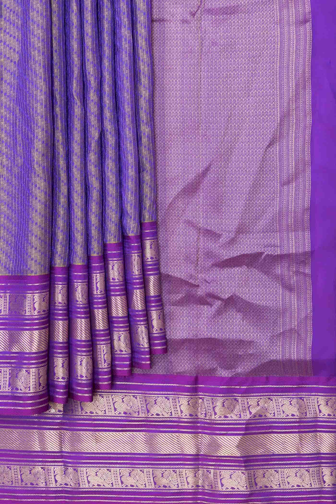 Blue Grey Dual Tone Kanchipuram Silk Saree