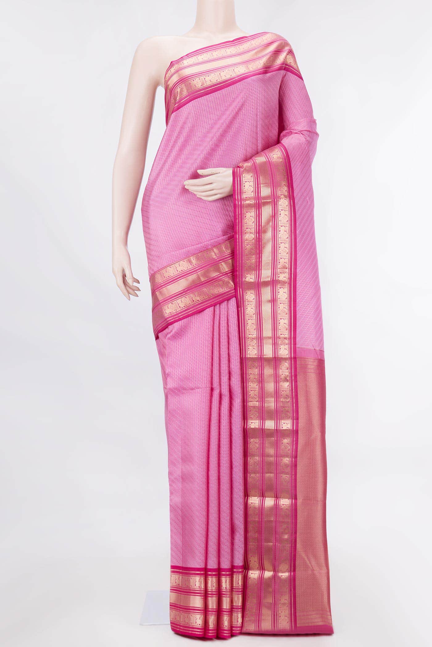 Pink Dual Tone Kanchipuram Silk Saree