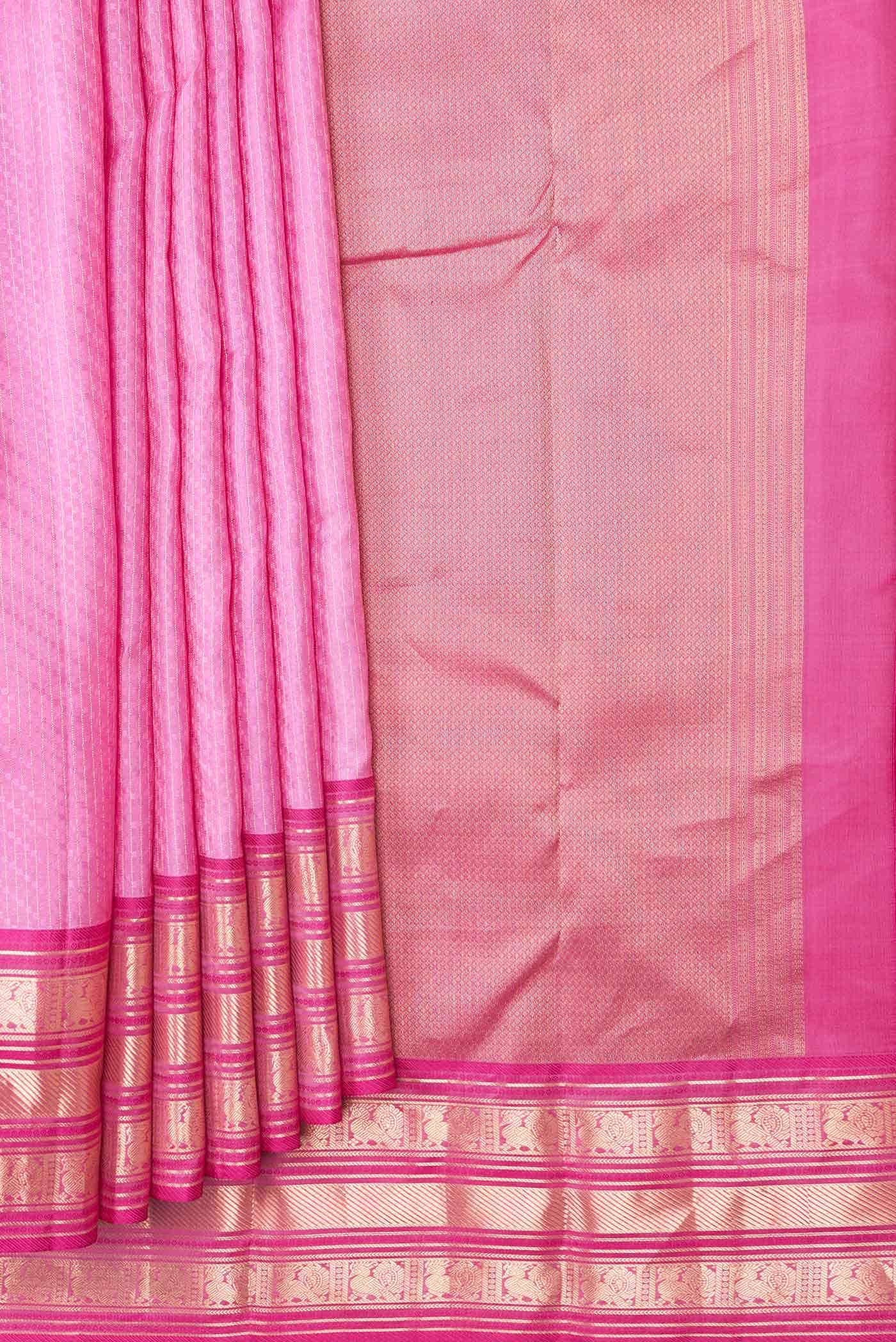 Pink Dual Tone Kanchipuram Silk Saree