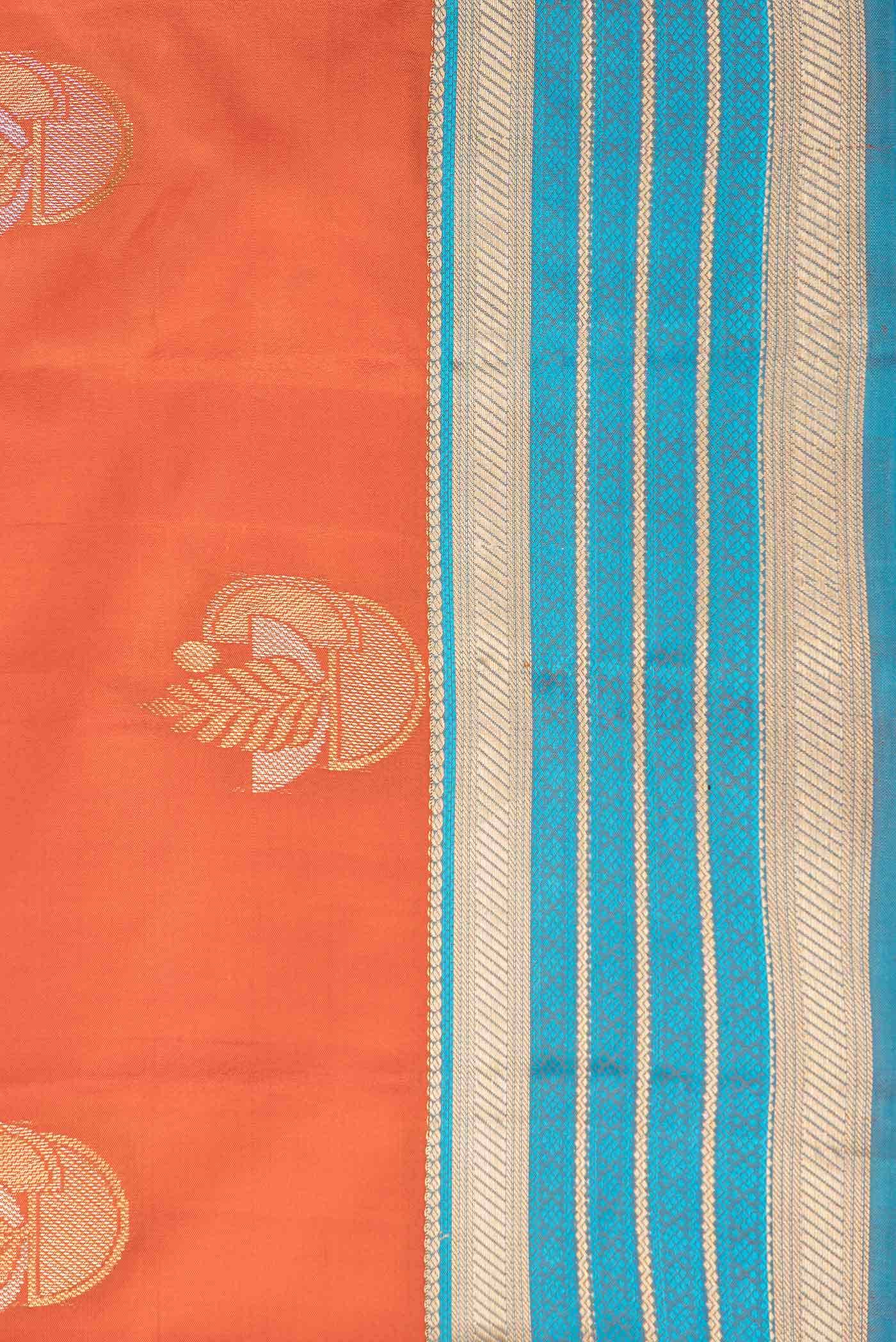 Orange Dual Tone Kanchipuram Silk Saree