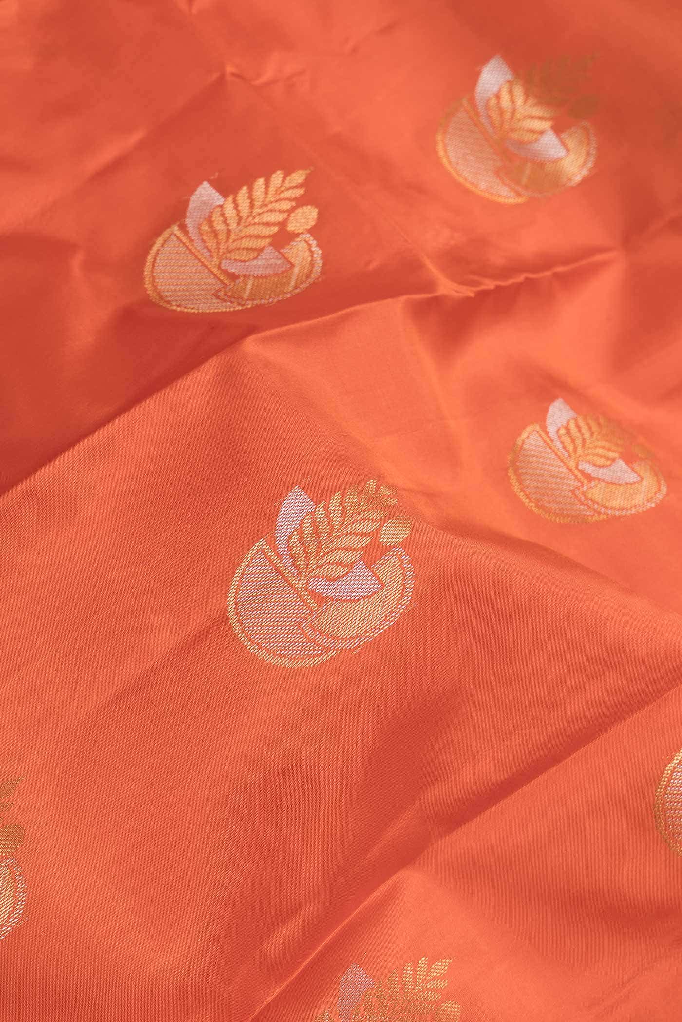 Orange Dual Tone Kanchipuram Silk Saree