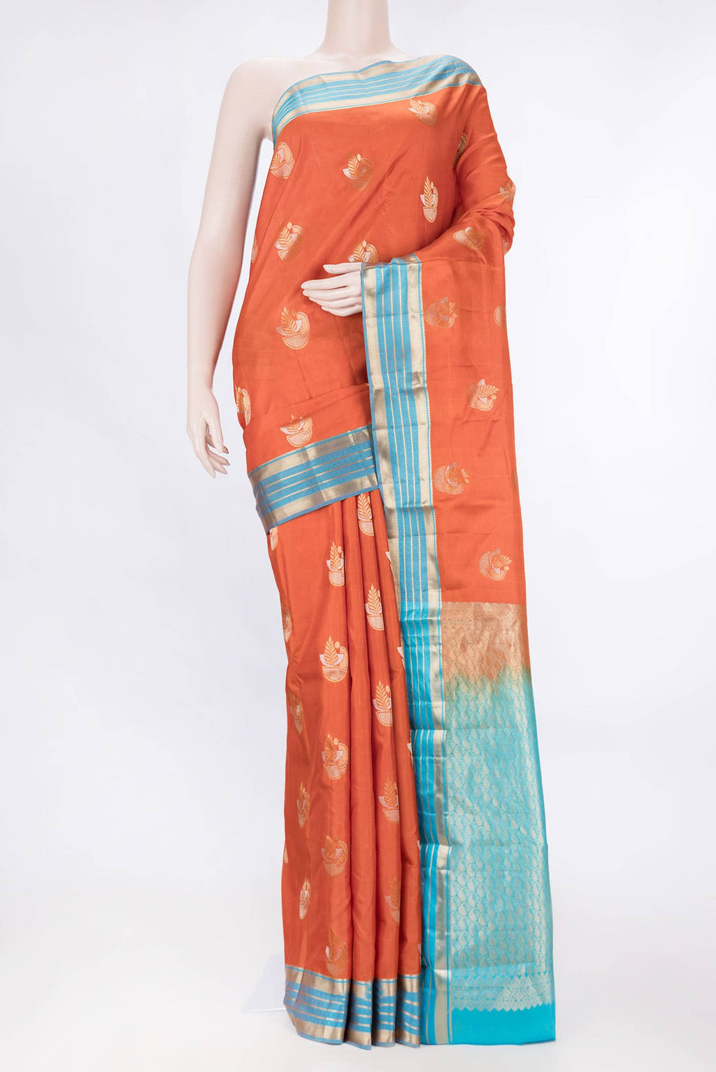 Orange Dual Tone Kanchipuram Silk Saree