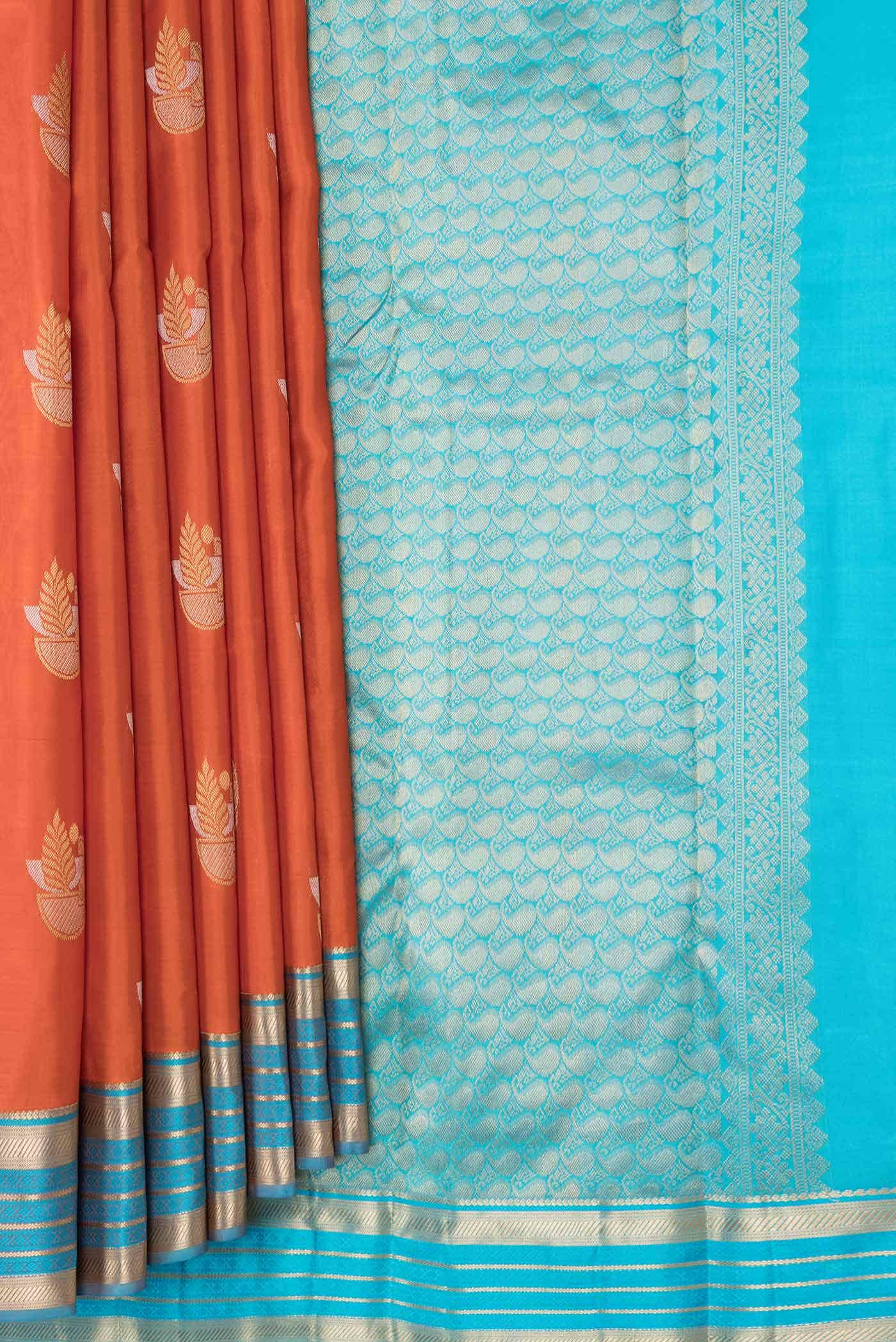 Orange Dual Tone Kanchipuram Silk Saree