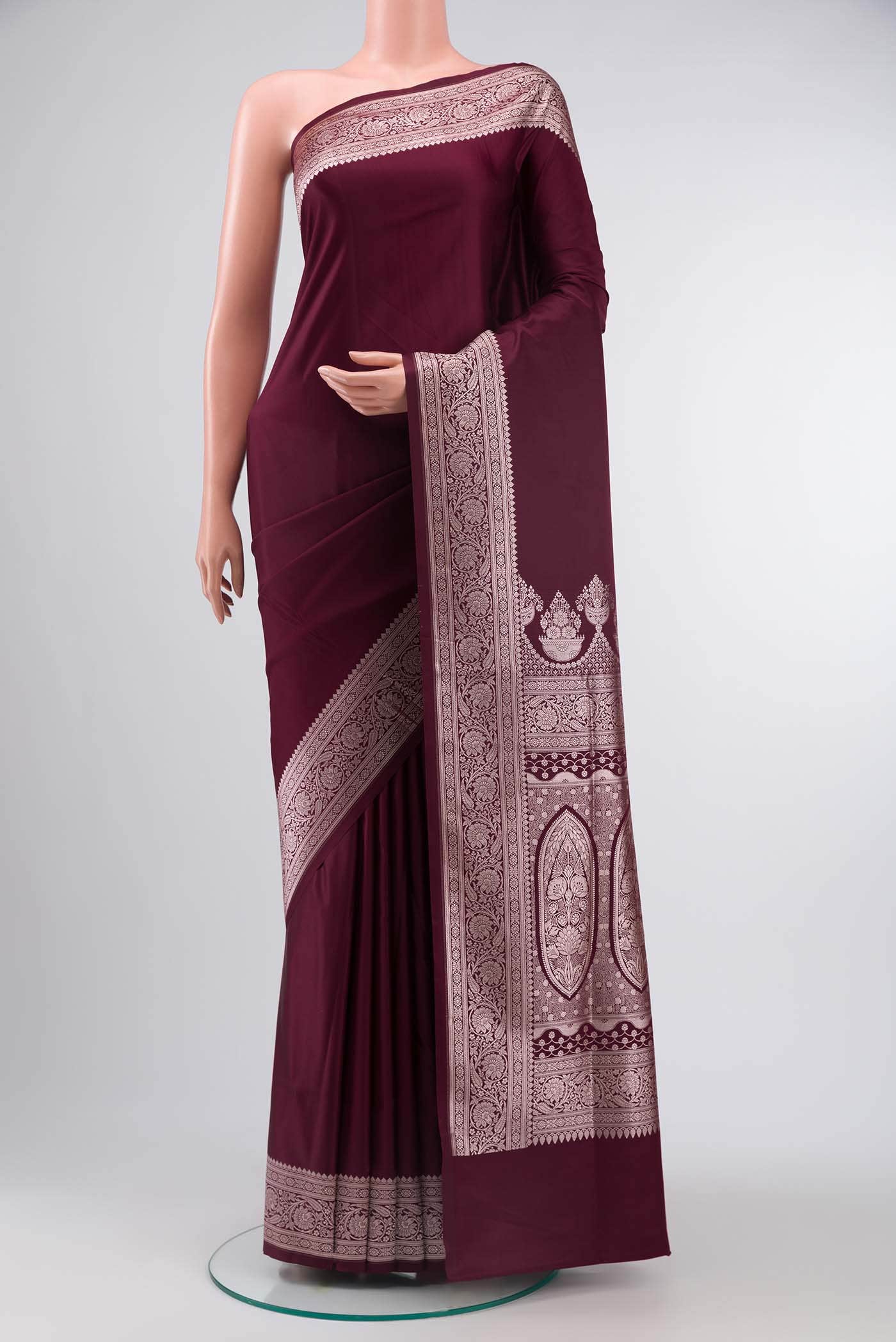 Maroon Blended Banarasi Silk Saree