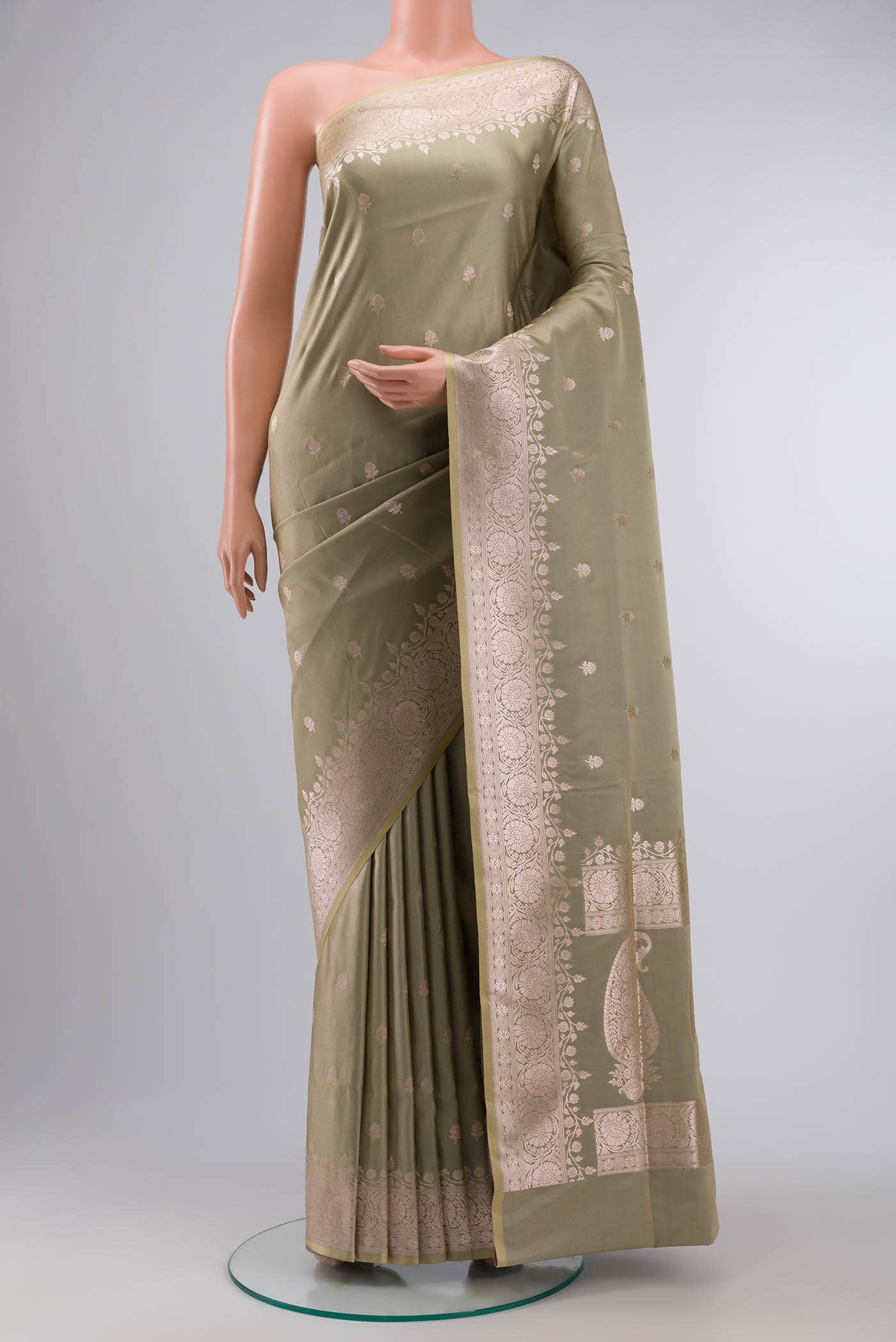 Sage Green Banarasi Silk Saree