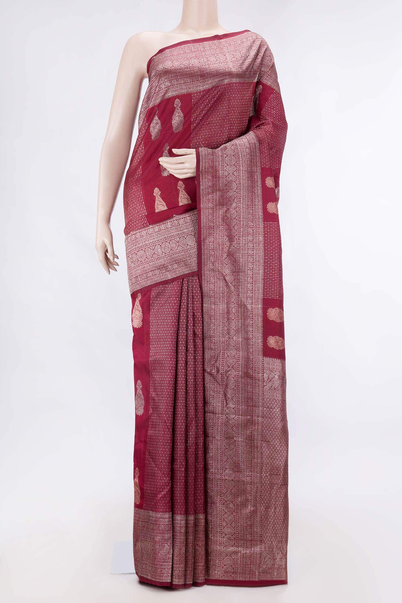 Maroon Dual Tone Kanchipuram Silk Saree