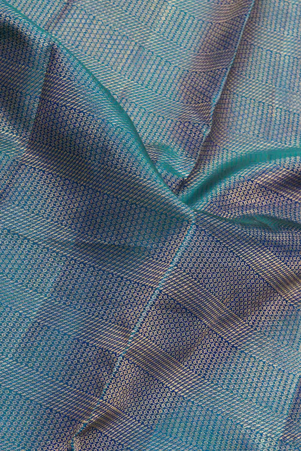 Peacock Blue Dual Tone Kanchipuram Silk Saree