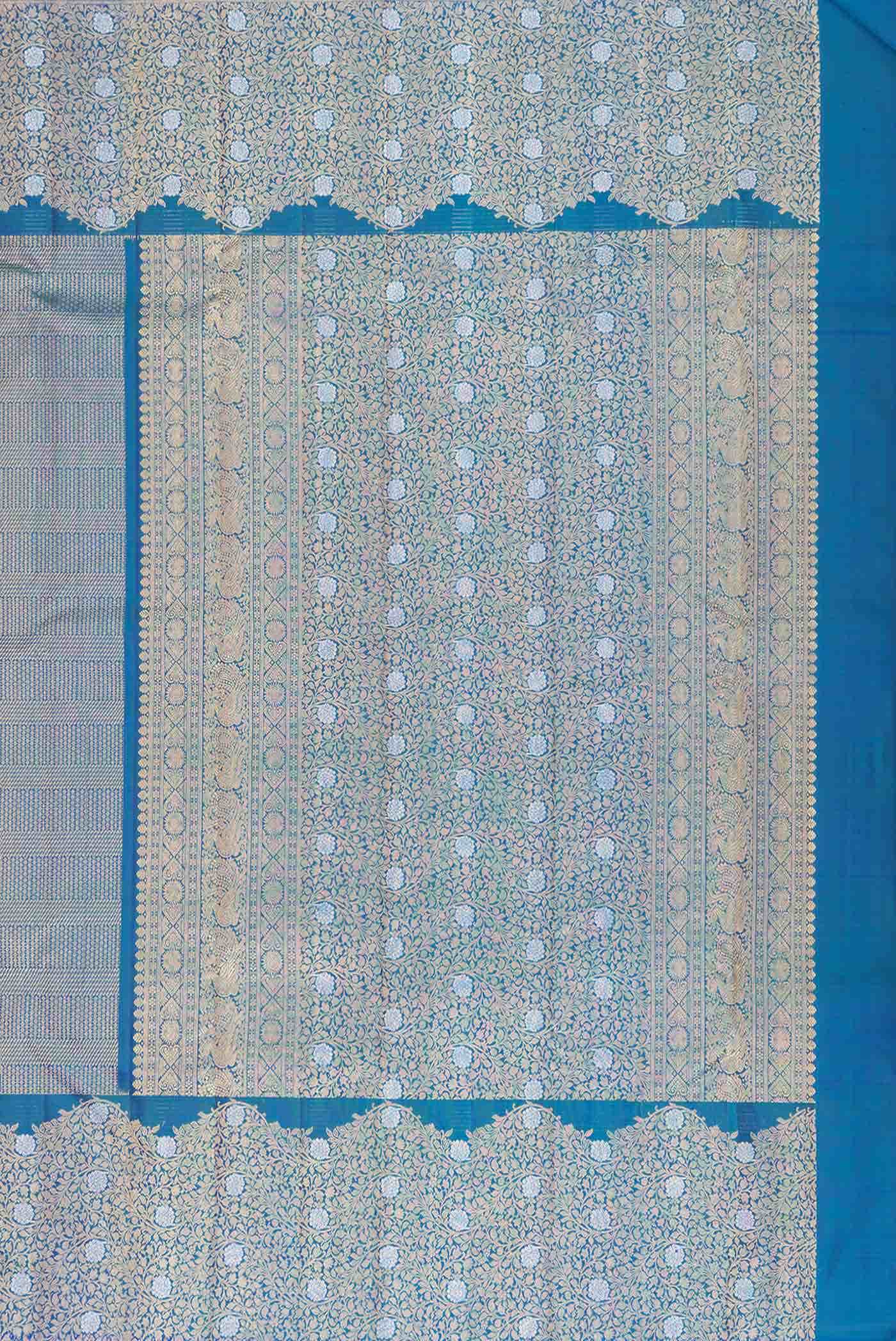 Peacock Blue Dual Tone Kanchipuram Silk Saree