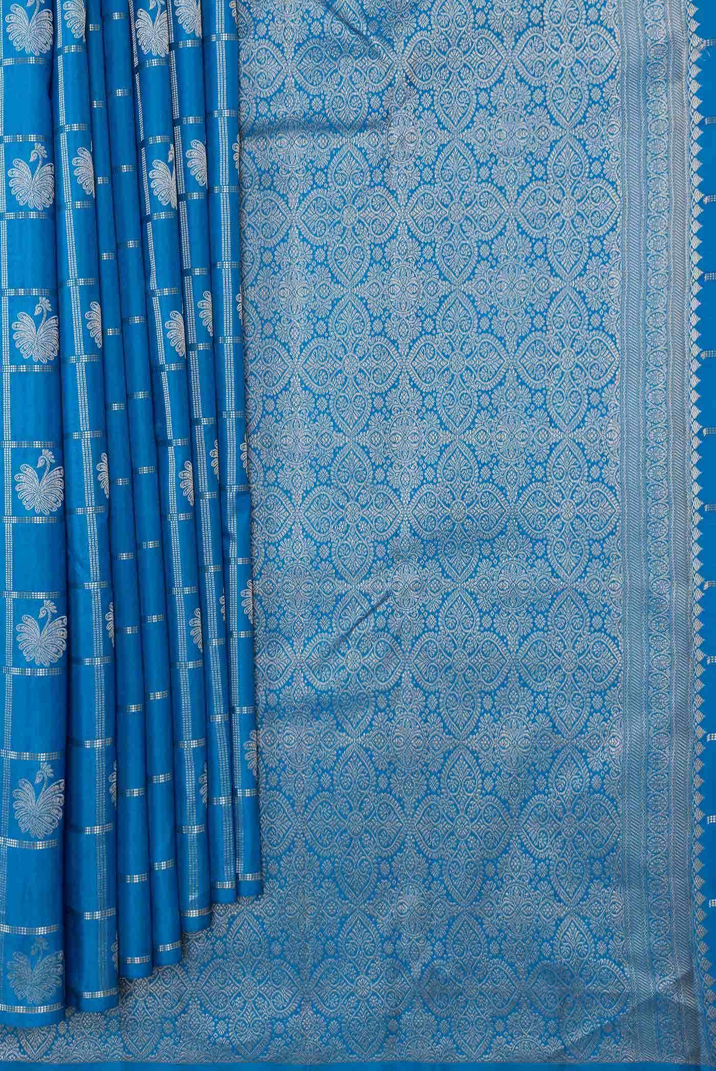 Peacock Blue Dual Tone Soft Silk Saree