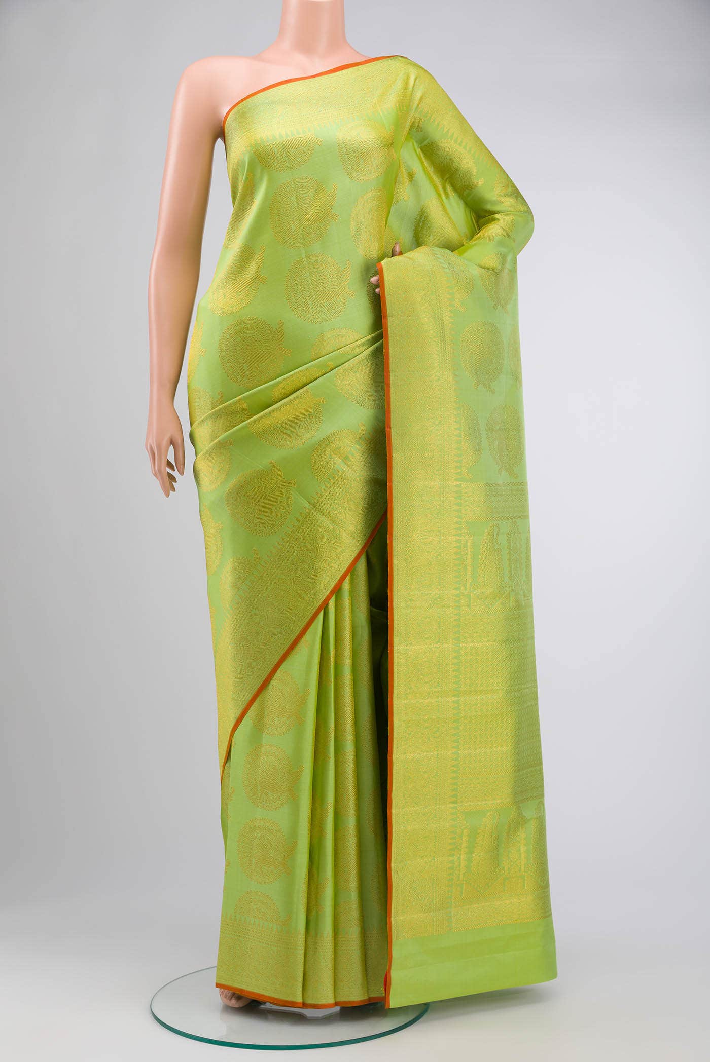 Pure Silk Pure Zari Green Kanchipuram Saree