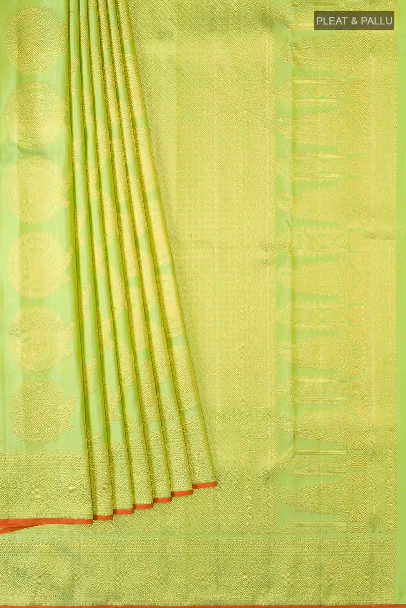 Pure Silk Pure Zari Green Kanchipuram Saree