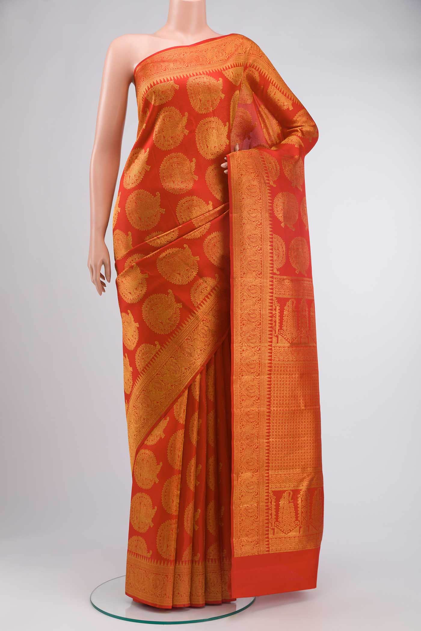 Pure Silk Pure Zari Red Kanjivaram Saree
