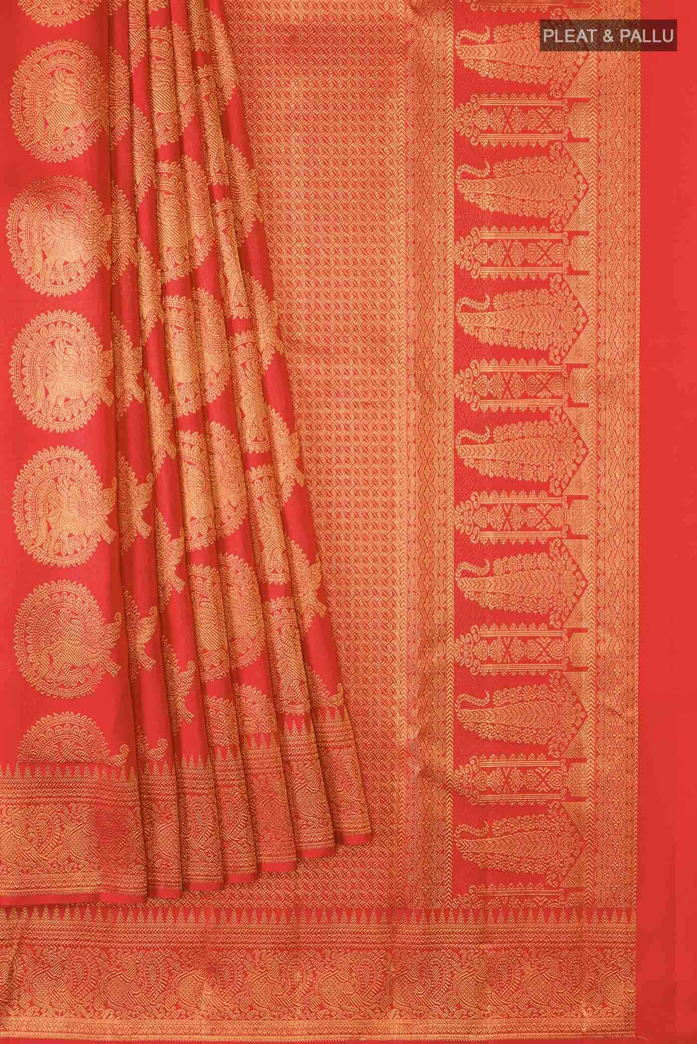 Pure Silk Pure Zari Red Kanchipuram Saree