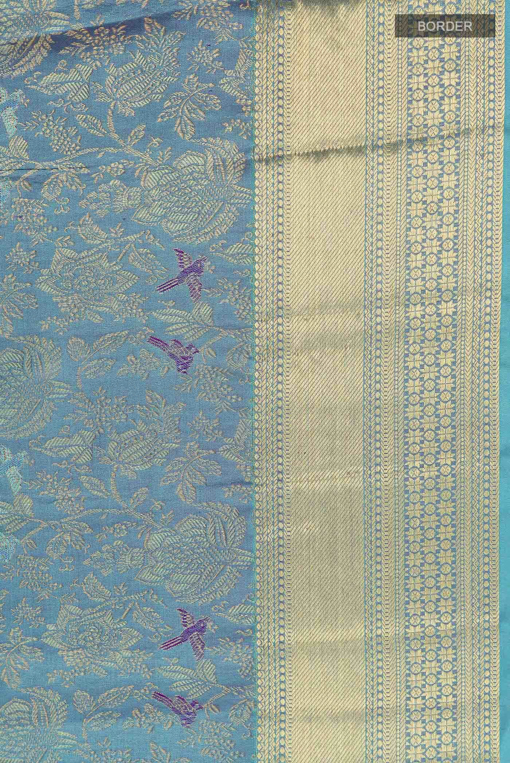 Pure Silk Pure Zari Blue Kanchipuram Saree