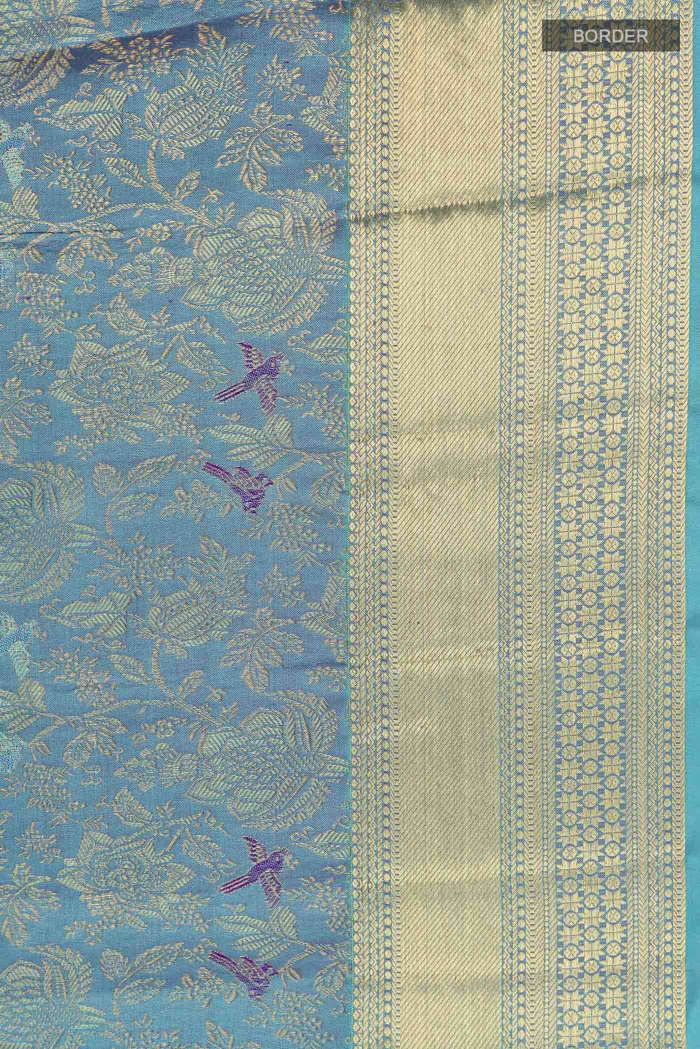 Pure Silk Pure Zari Blue Kanchipuram Saree