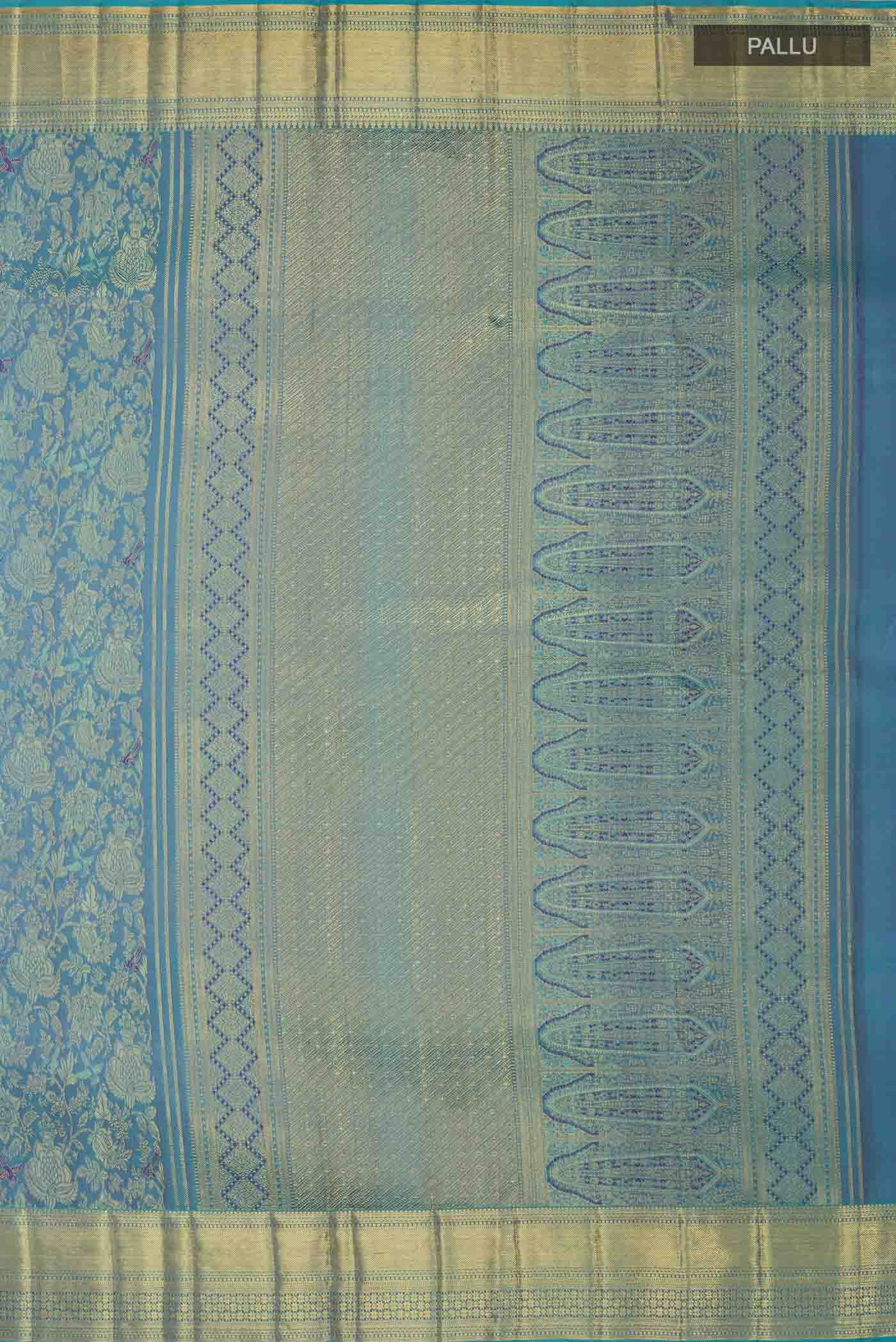 Pure Silk Pure Zari Blue Kanchipuram Saree