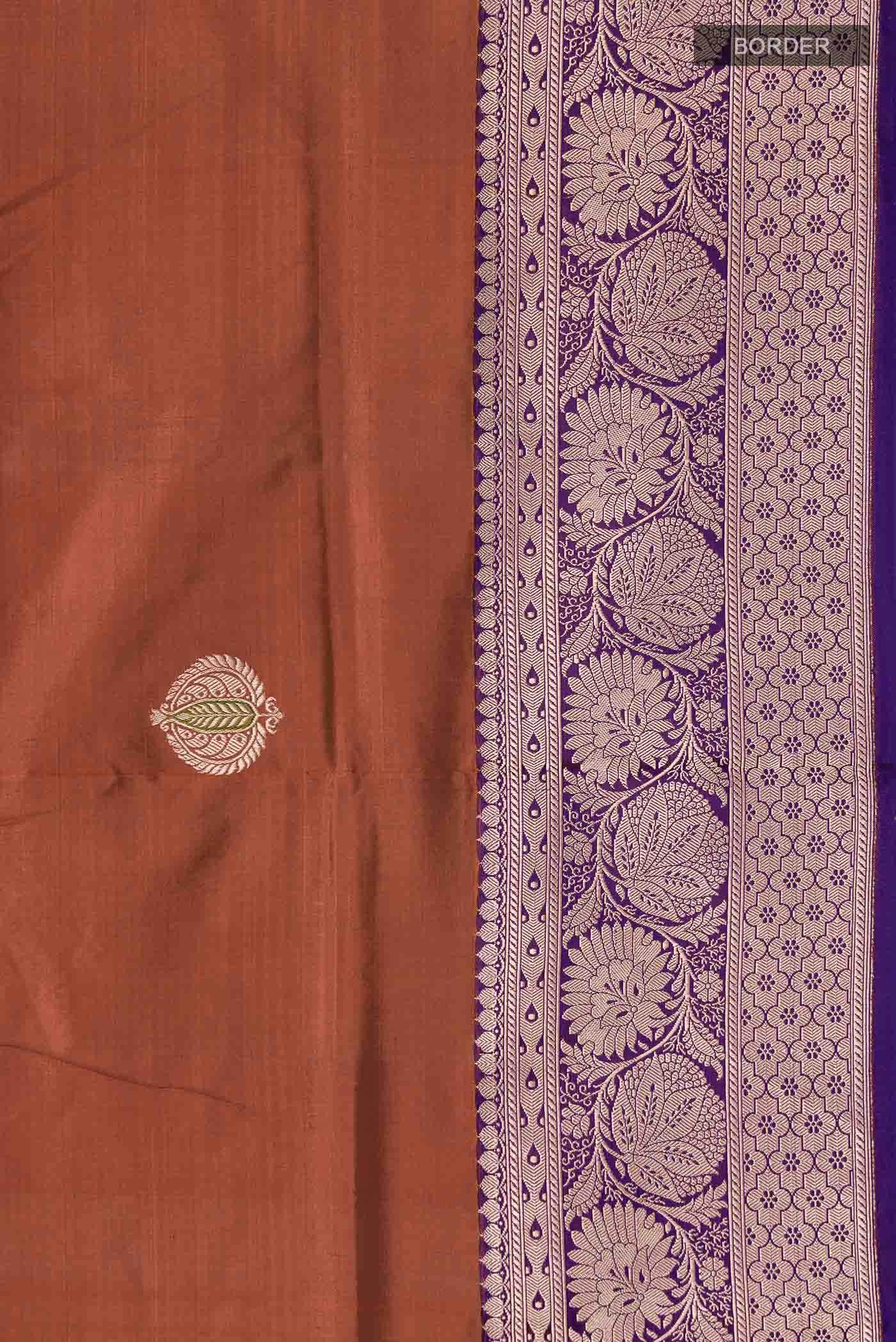 Rust Banarasi Katan Silk Saree