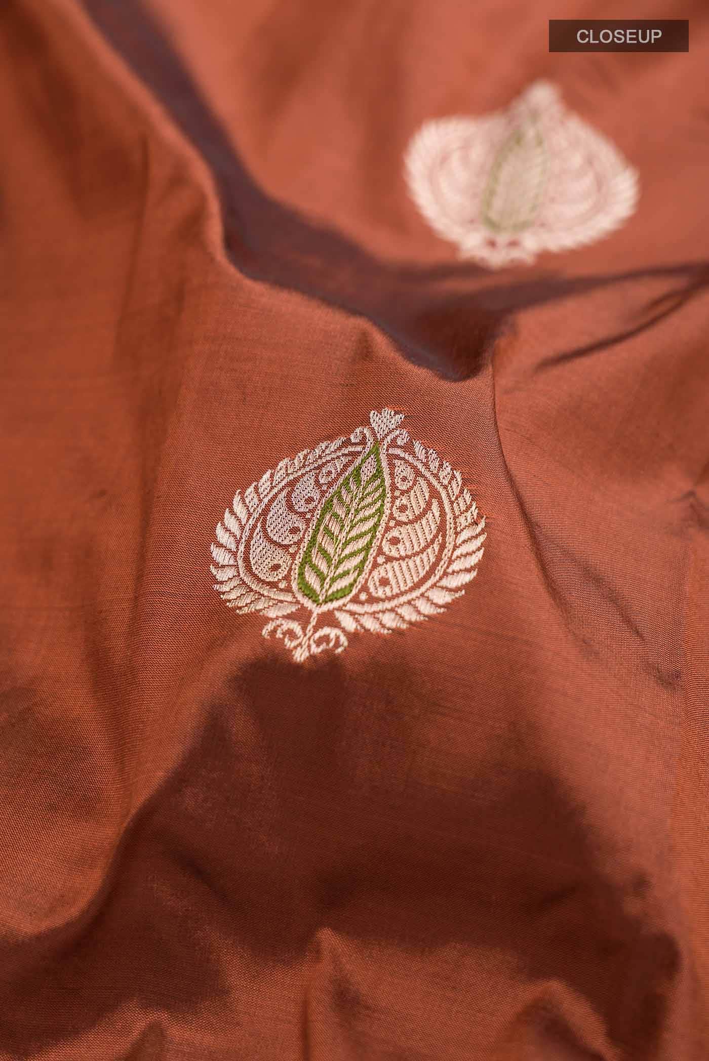 Rust Banarasi Katan Silk Saree
