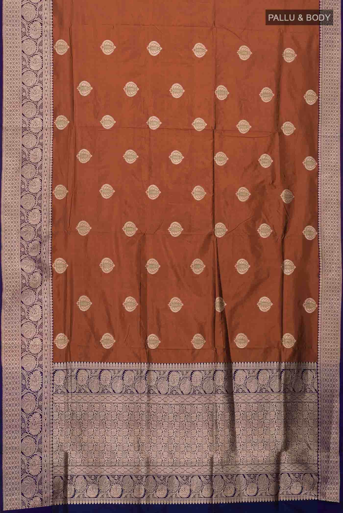 Rust Banarasi Katan Silk Saree