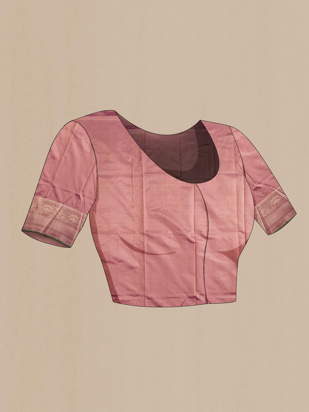 Rose Gold Banarasi Katan Silk Saree