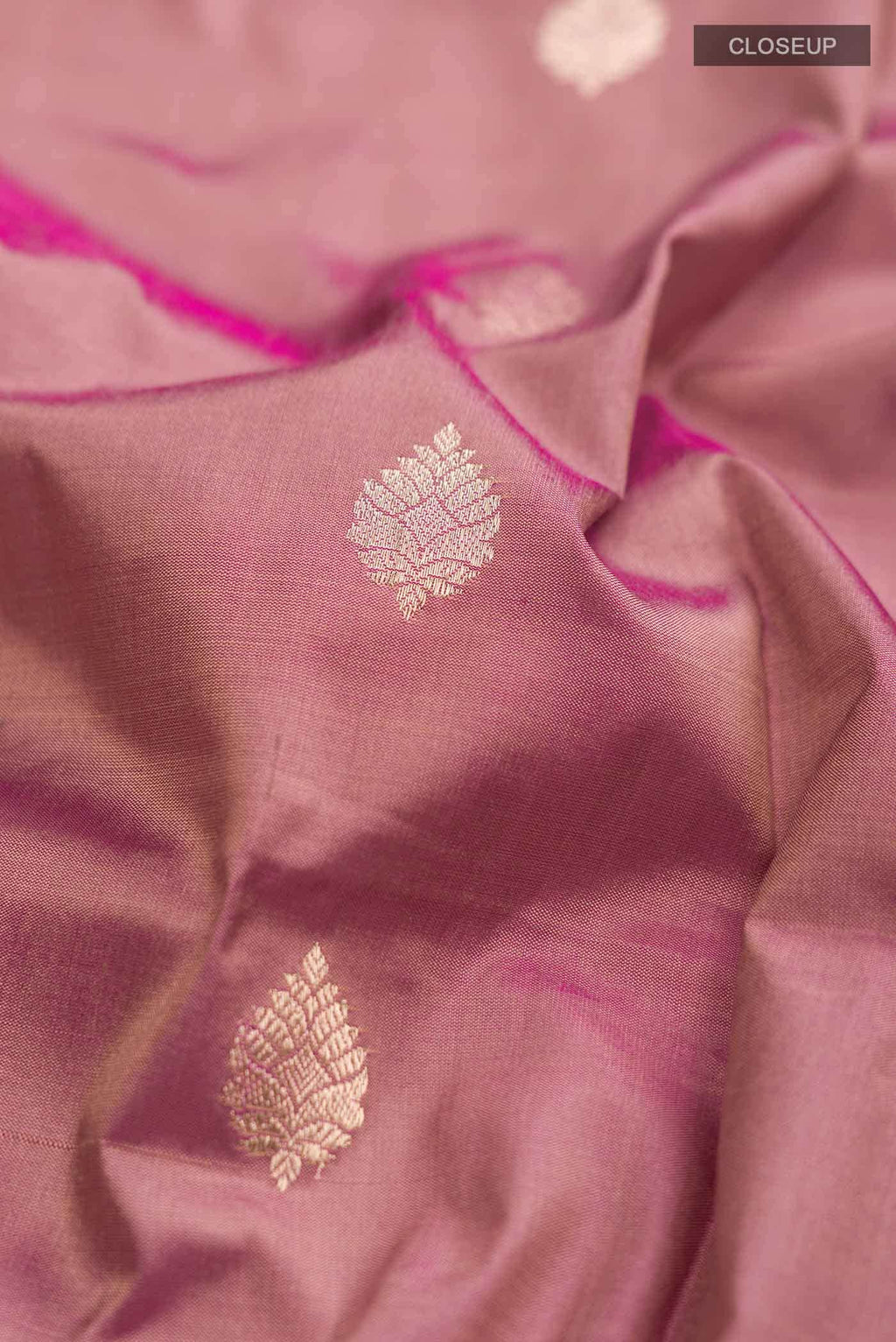 Rose Gold Banarasi Katan Silk Saree