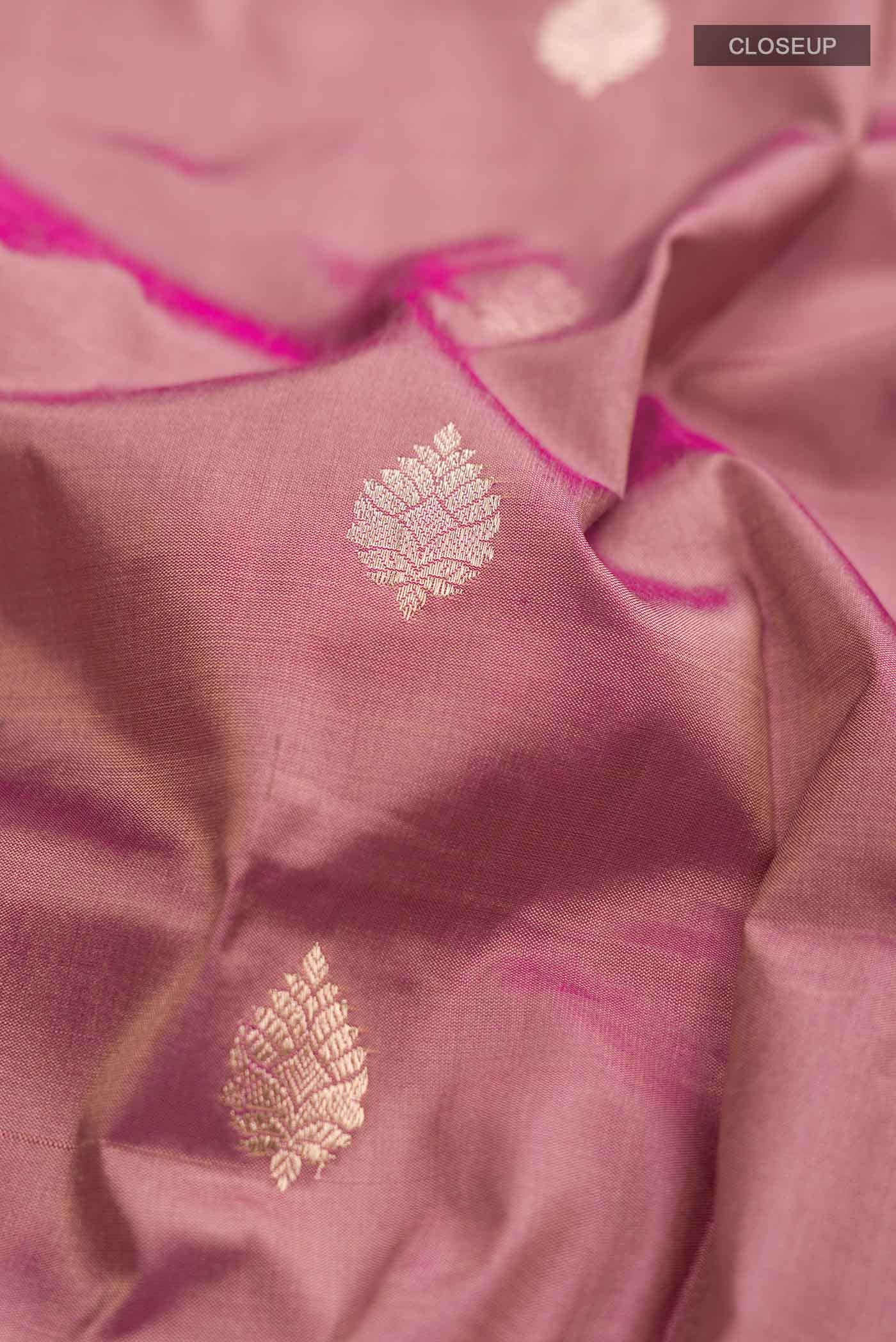 Rose Gold Banarasi Katan Silk Saree
