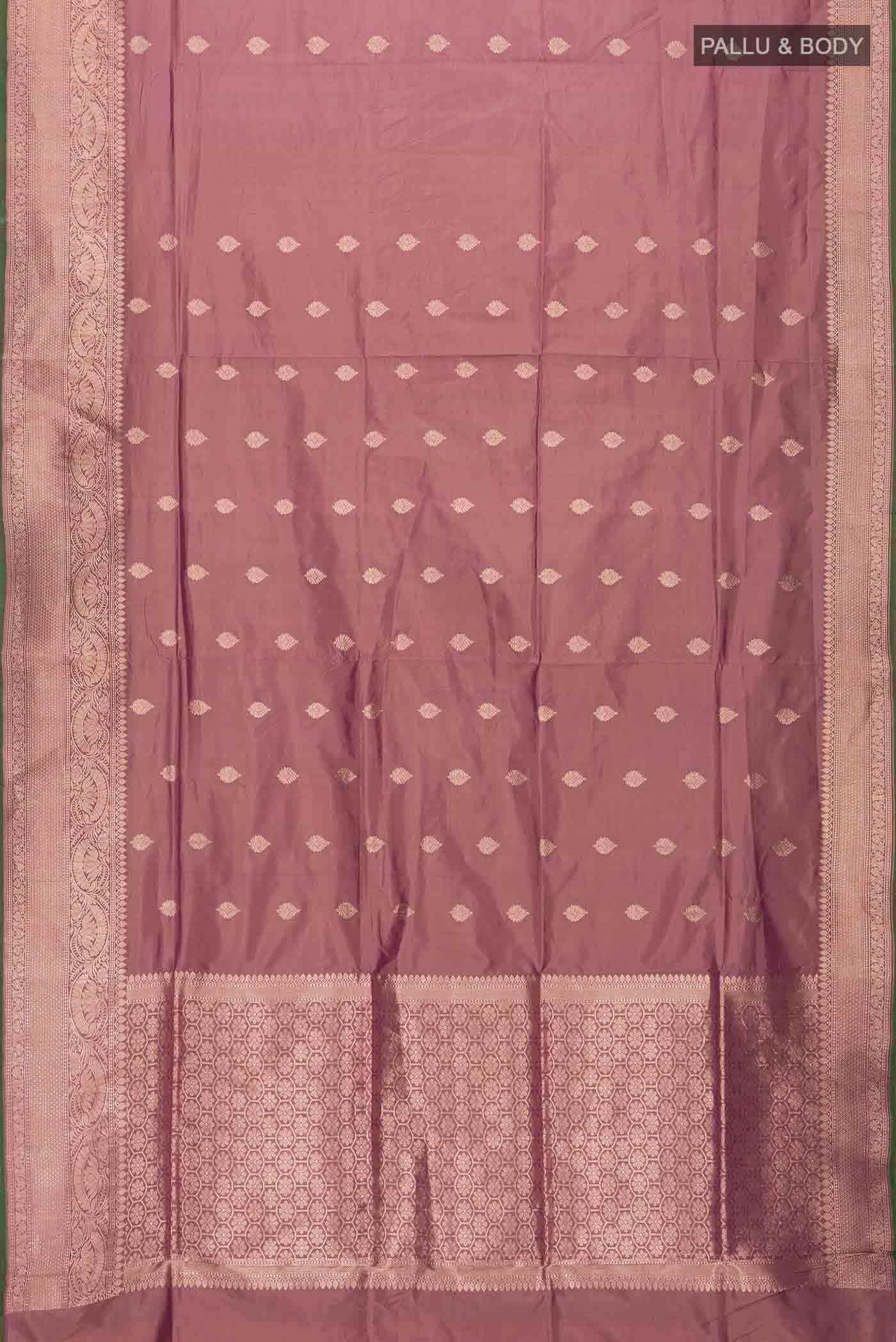 Rose Gold Banarasi Katan Silk Saree