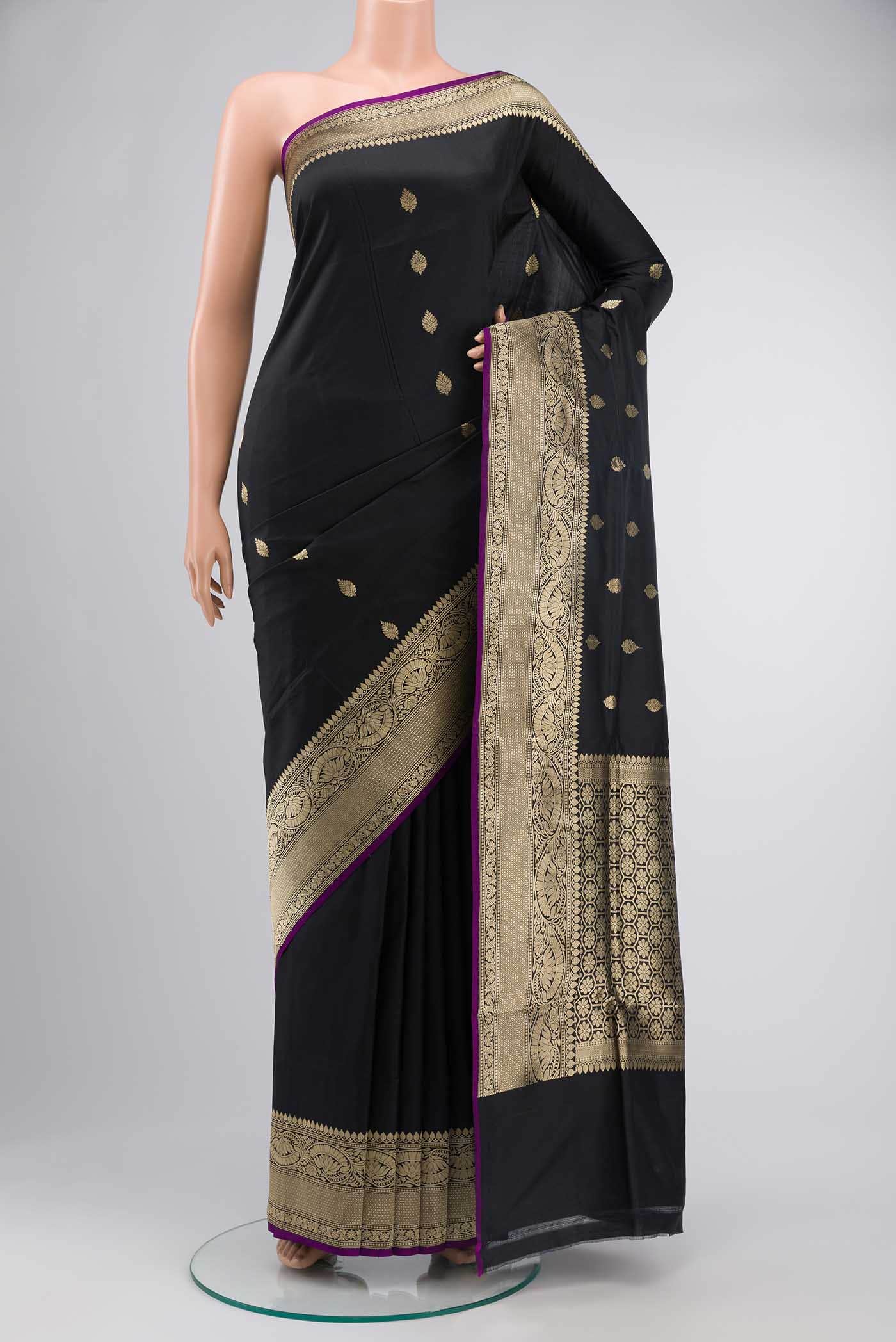 Black Banarasi Katan Silk Saree