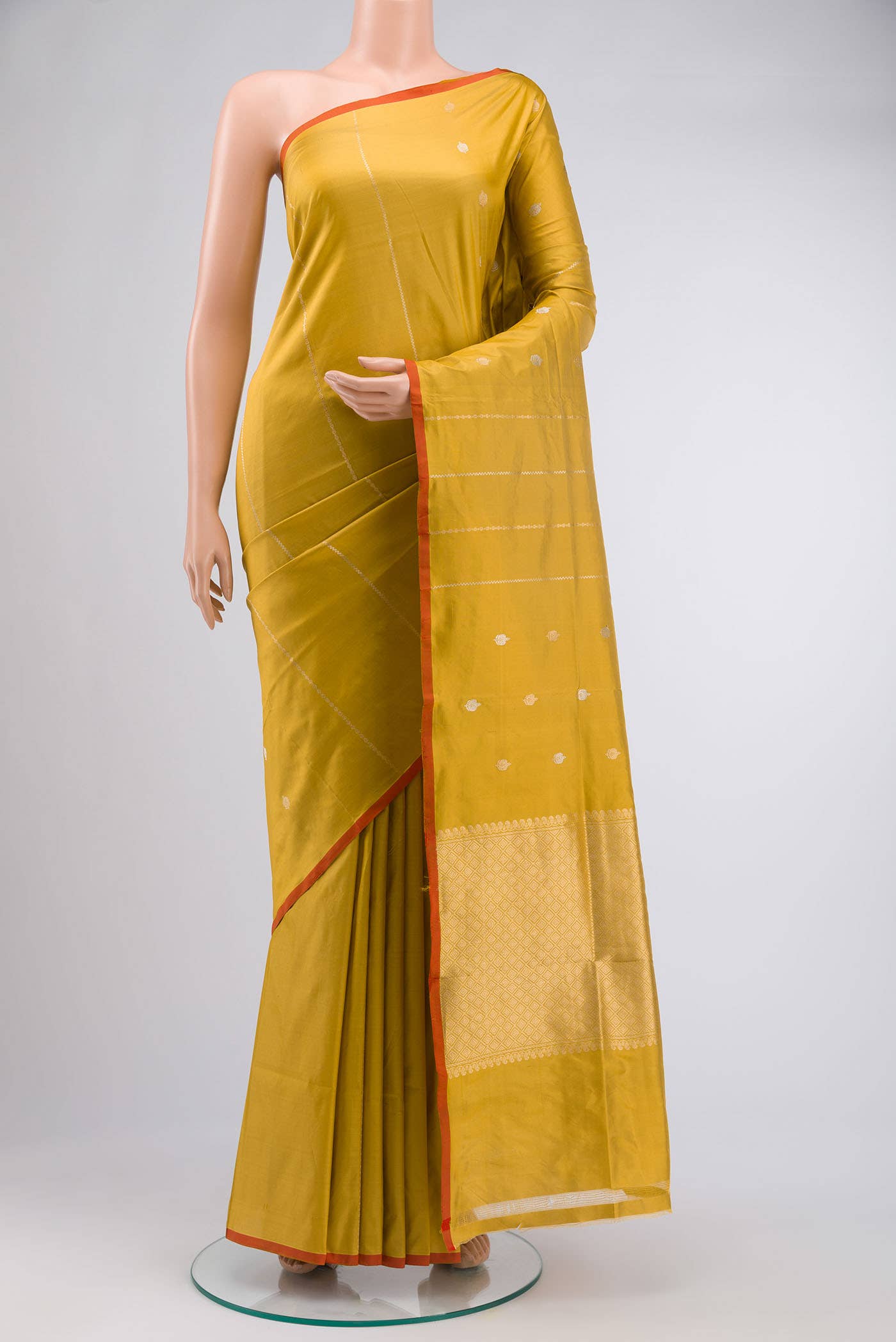 Yellow Banarasi Katan Silk Saree