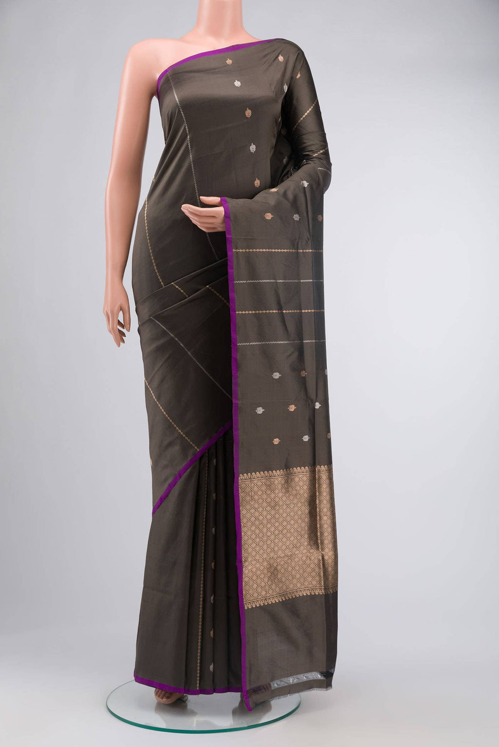 Grey Banarasi Katan Silk Saree