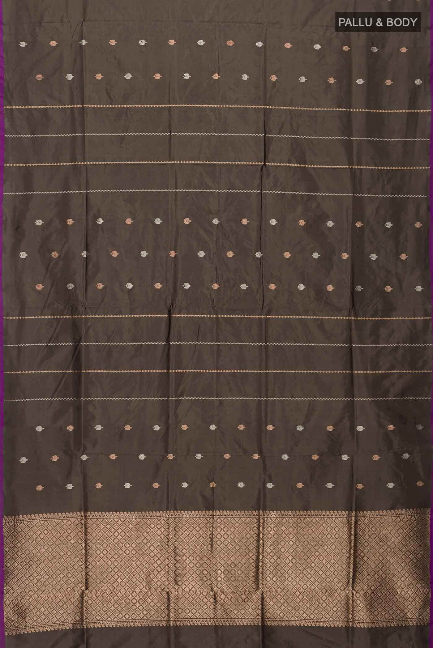 Grey Banarasi Katan Silk Saree