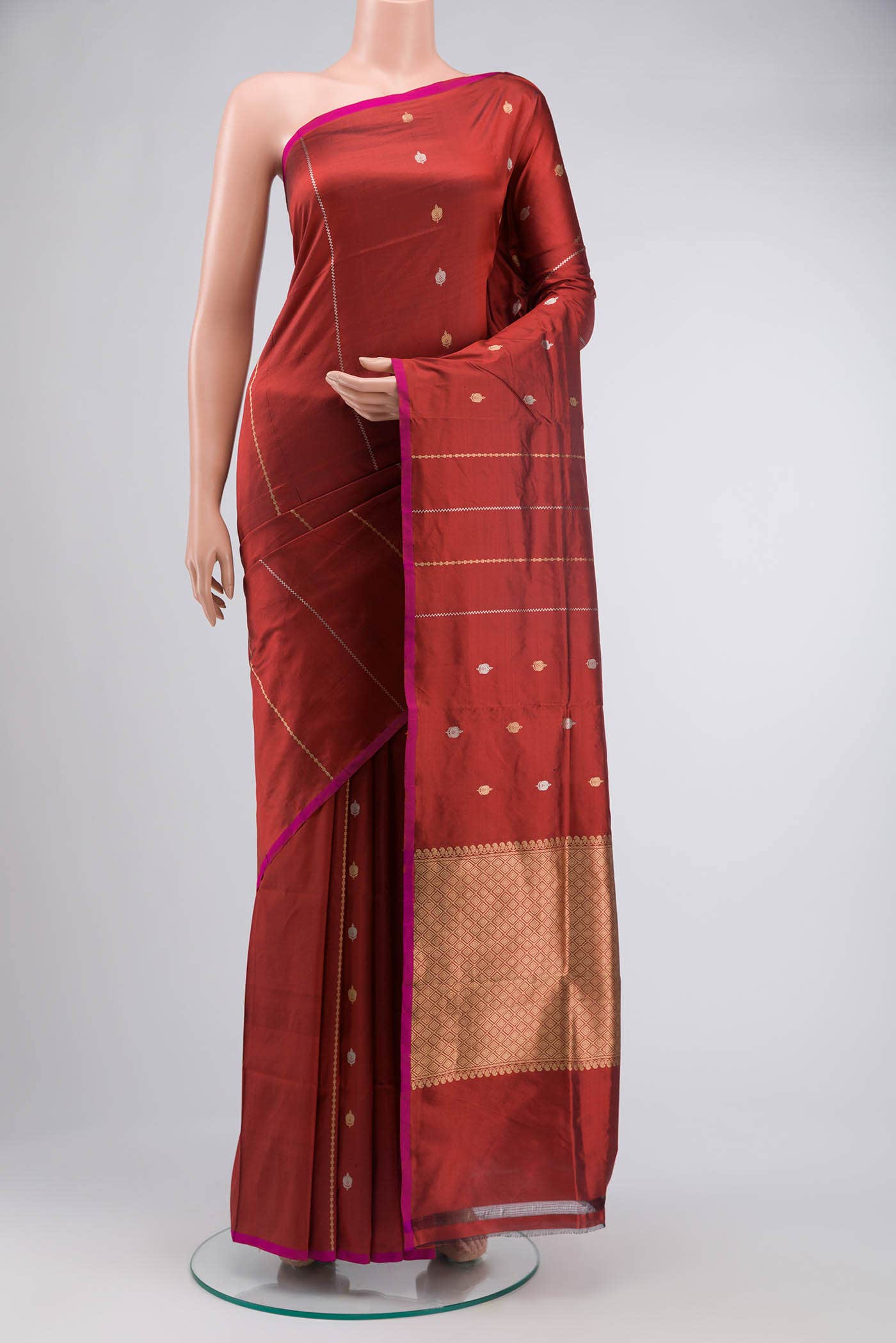 Maroon Banarasi Katan Silk Saree