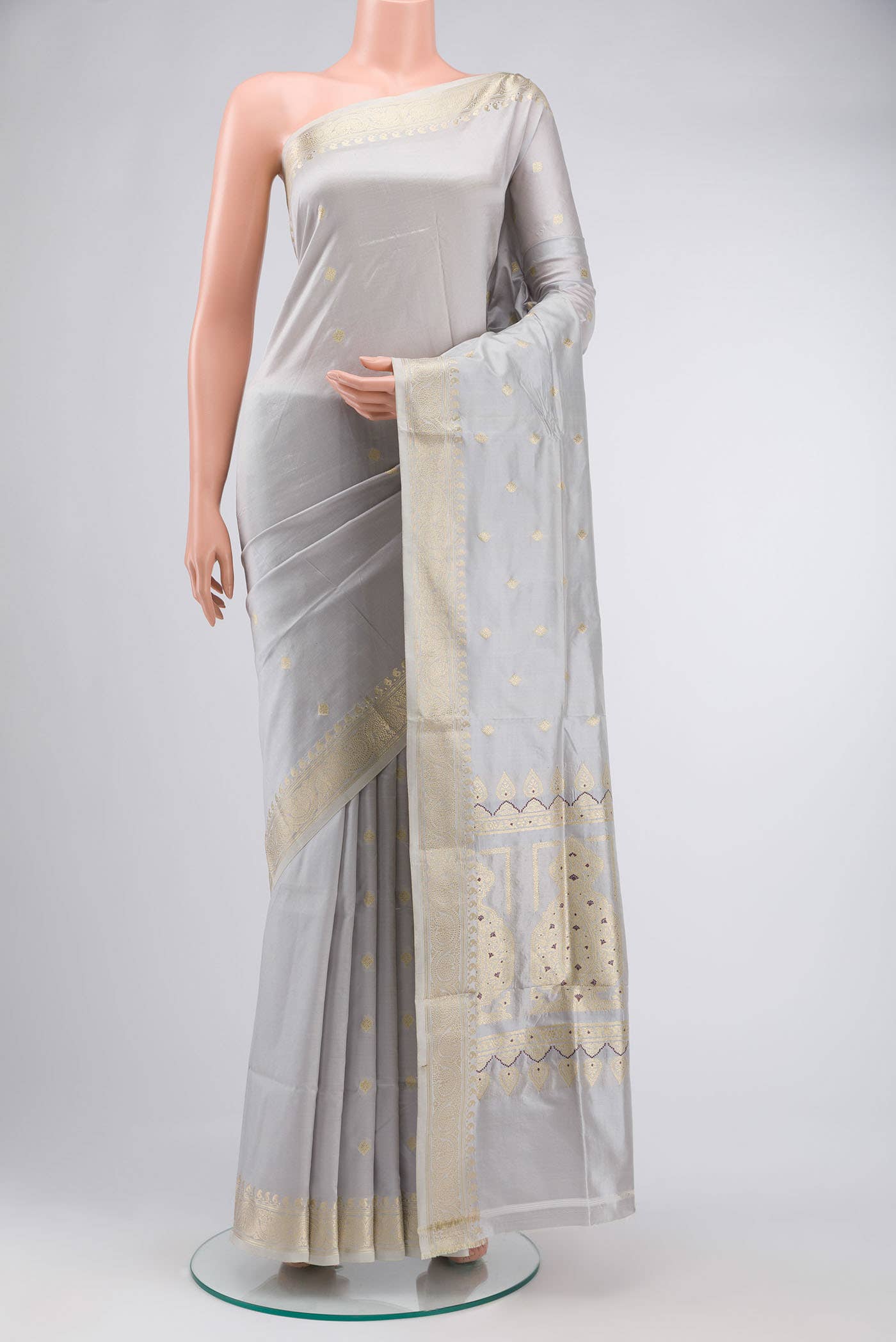 Grey Banarasi Katan Silk Saree